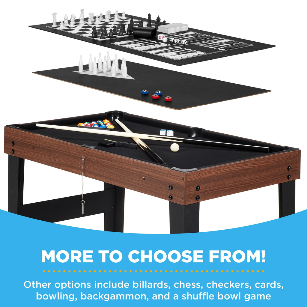 Best Choice Products 2x4ft Combo Game Table Set for Home, Game Room, Friends & Family w/Hockey, Foosball, Pool, Shuffleboard, Ping Pong, Chess, Checkers, Bowling, and Backgammon