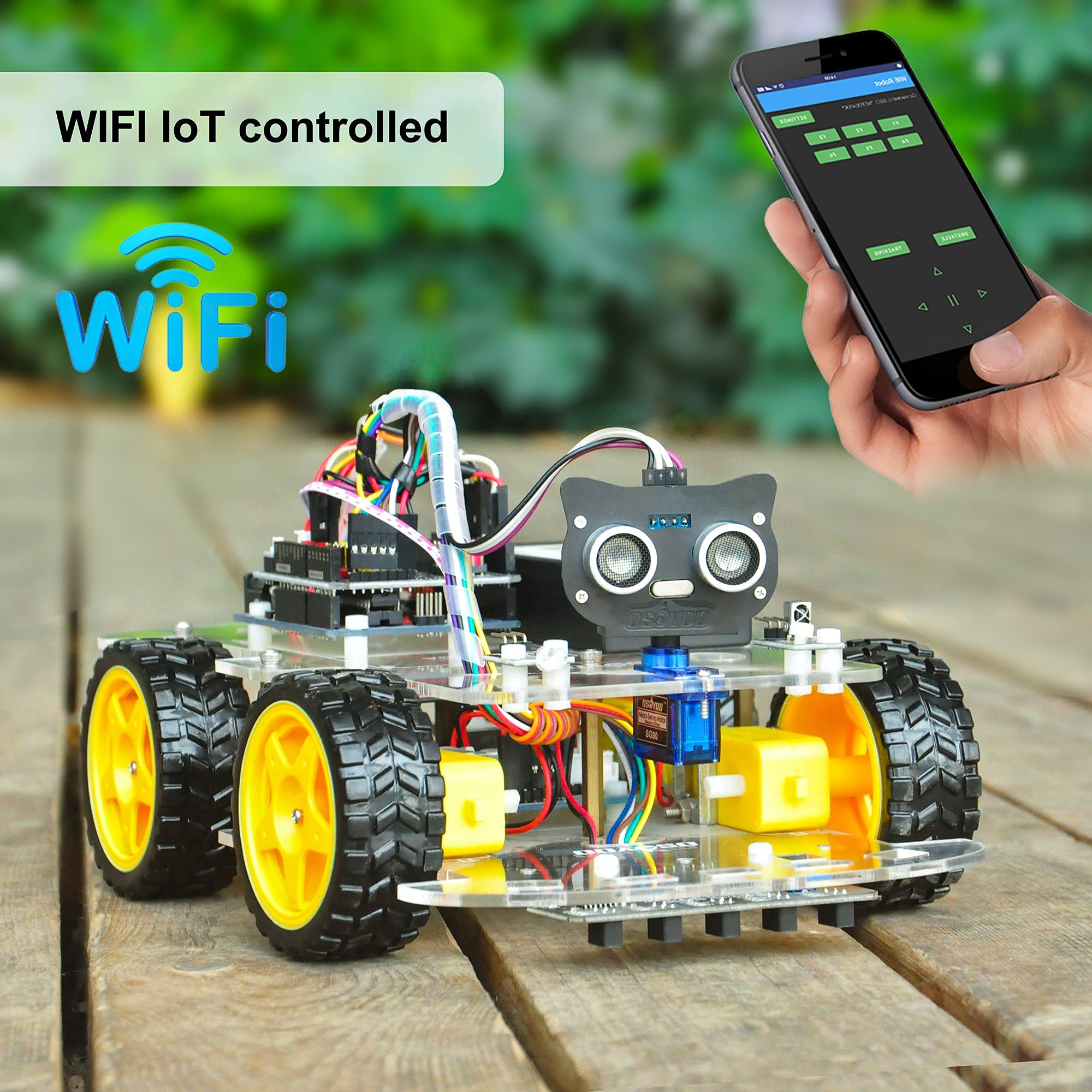 OSOYOO IoT Smart Robot Car Kit for Arduino – Classroom STEM Robotics Kit with WiFi & Bluetooth Control, Coding & Electronics Learning Platform for Schools