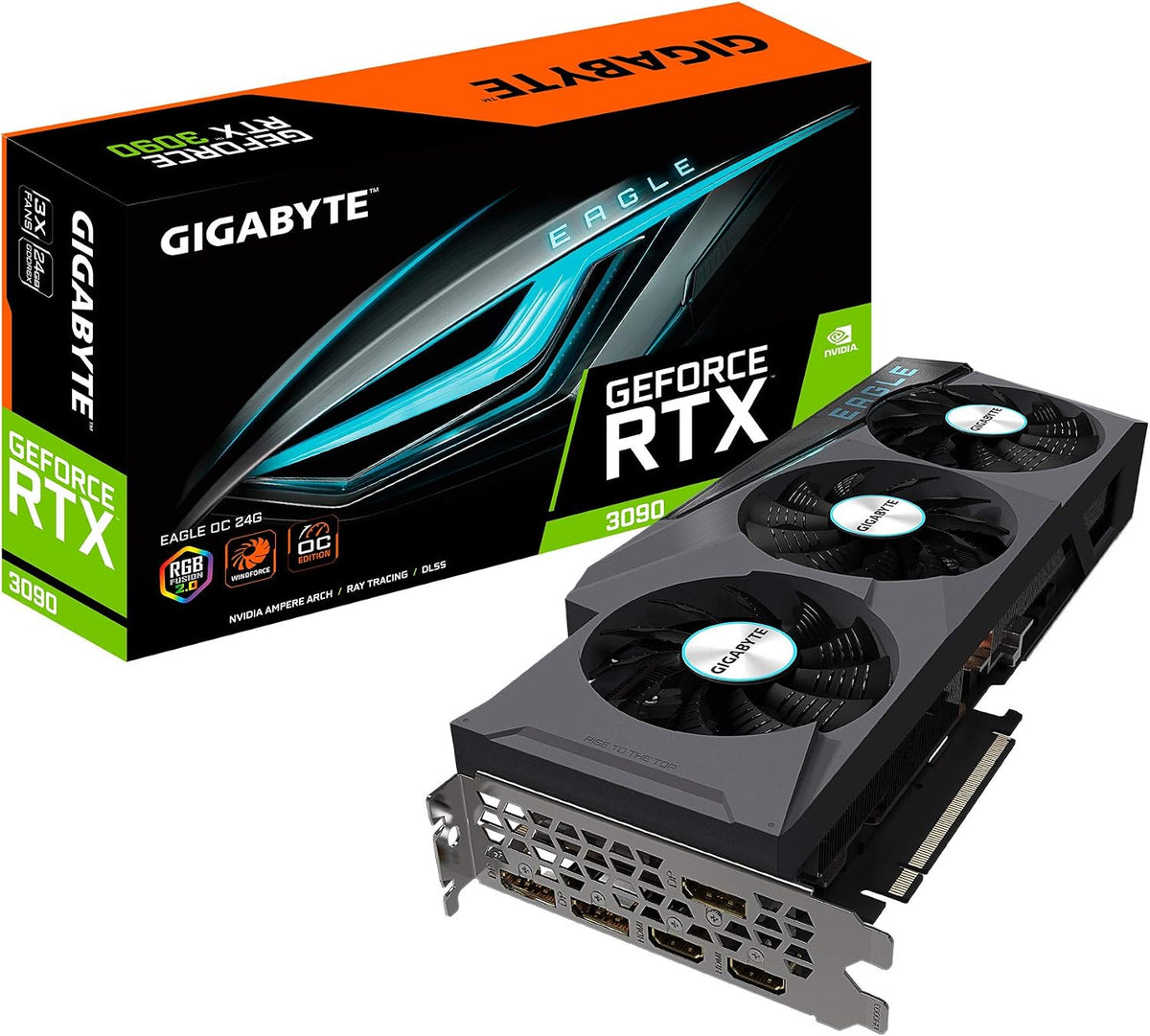 GIGABYTE GeForce RTX 3090 Eagle OC 24G Graphics Card, 3X WINDFORCE Fans, 24GB 384-bit GDDR6X, GV-N3090EAGLE OC-24GD Video Card