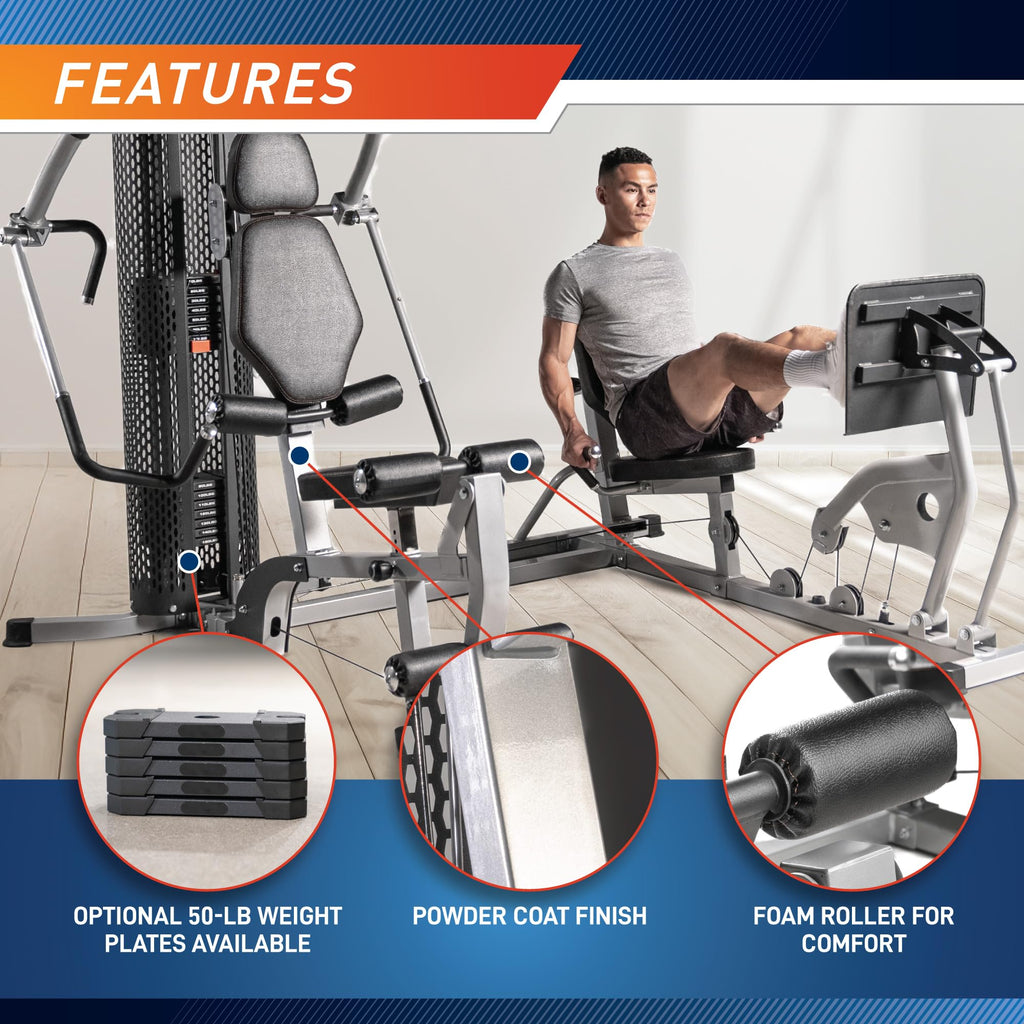 Marcy 150-lb Stack Home Gym System with Row with Optional Leg Press Attachment (Sold Separately)