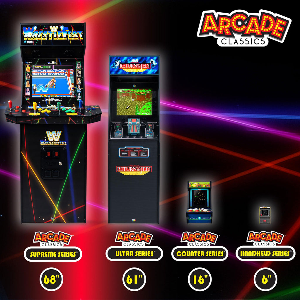 Arcade Classics - Atari Asteroids Counter Series Game Machine, 5 Games, 8" Liquid Crystal Screen - Mini Cabinet, Portable Gaming, Retro, Countertop Console, Basement Decoration, Man Cave