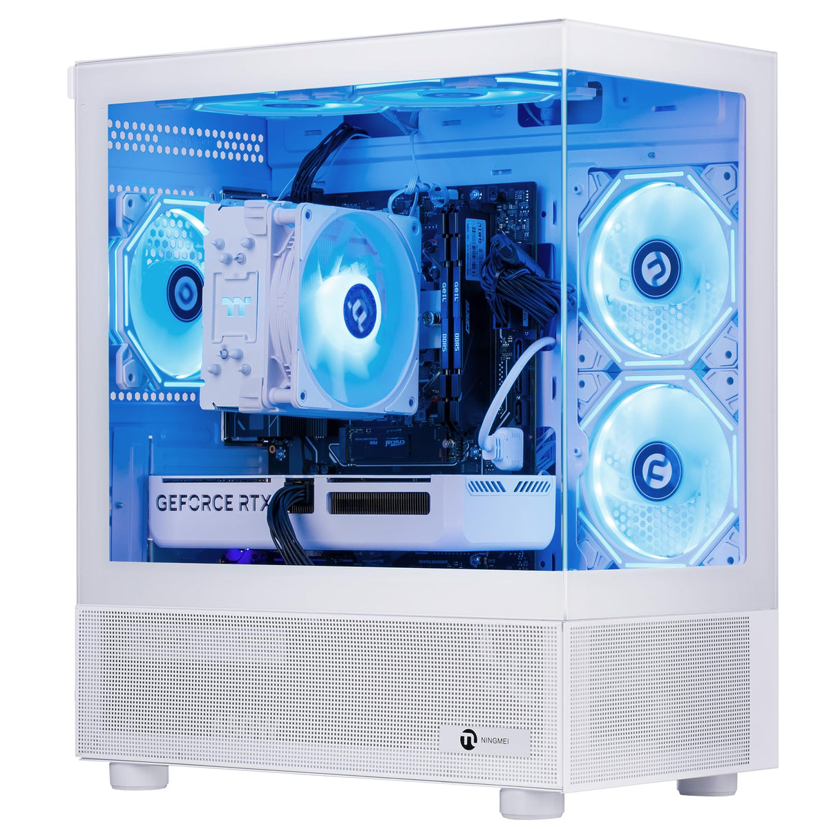 NINGMEI Prebuilt Gaming PC AMD Ryzen 7 5700X RTX 5060 8GB | 32GB DDR4 RAM 1TB Gen4 NVMe M.2 SSD,650W PSU WiFi Ready & Windows 11 Home Gaming Desktop Computer Black