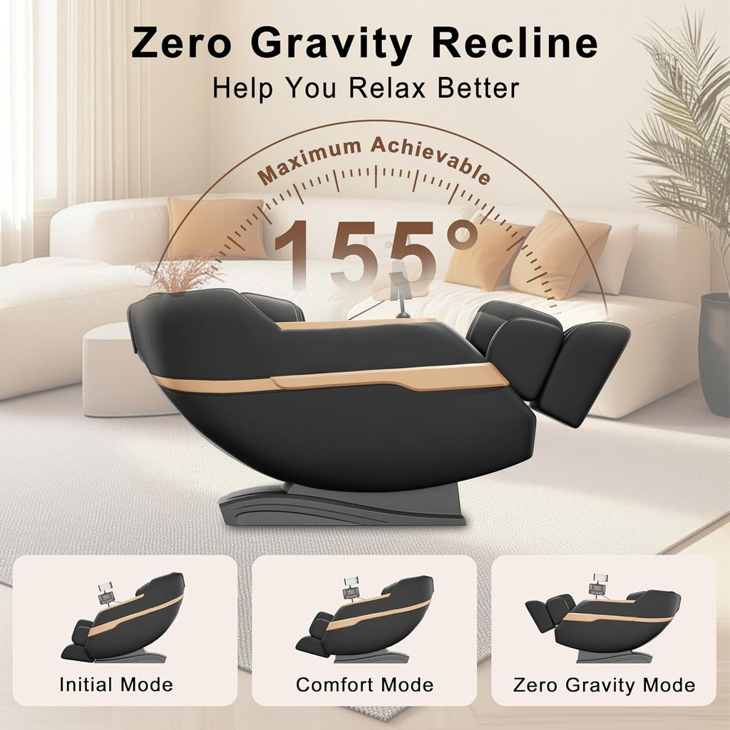 Massage Chair Full Body, Zero Gravity Massage Recliner with 12 Fixed Casters, Full Body Airbag Massage, Waist and Leg Heating, Automatic Retractable Footrest, AI Voice Control