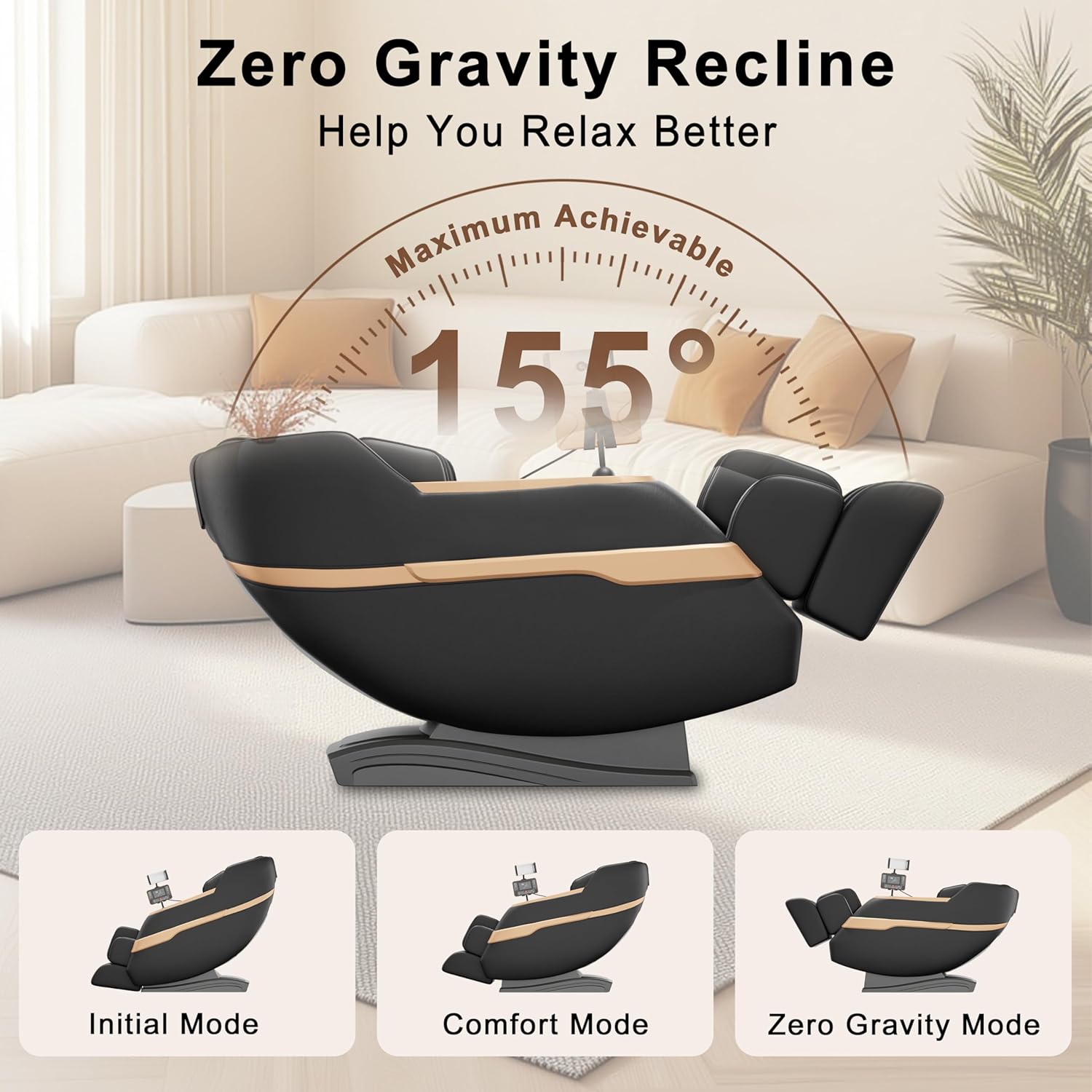 Massage Chair Full Body, Zero Gravity Massage Recliner with 12 Fixed Casters, Full Body Airbag Massage, Waist and Leg Heating, Automatic Retractable Footrest, AI Voice Control