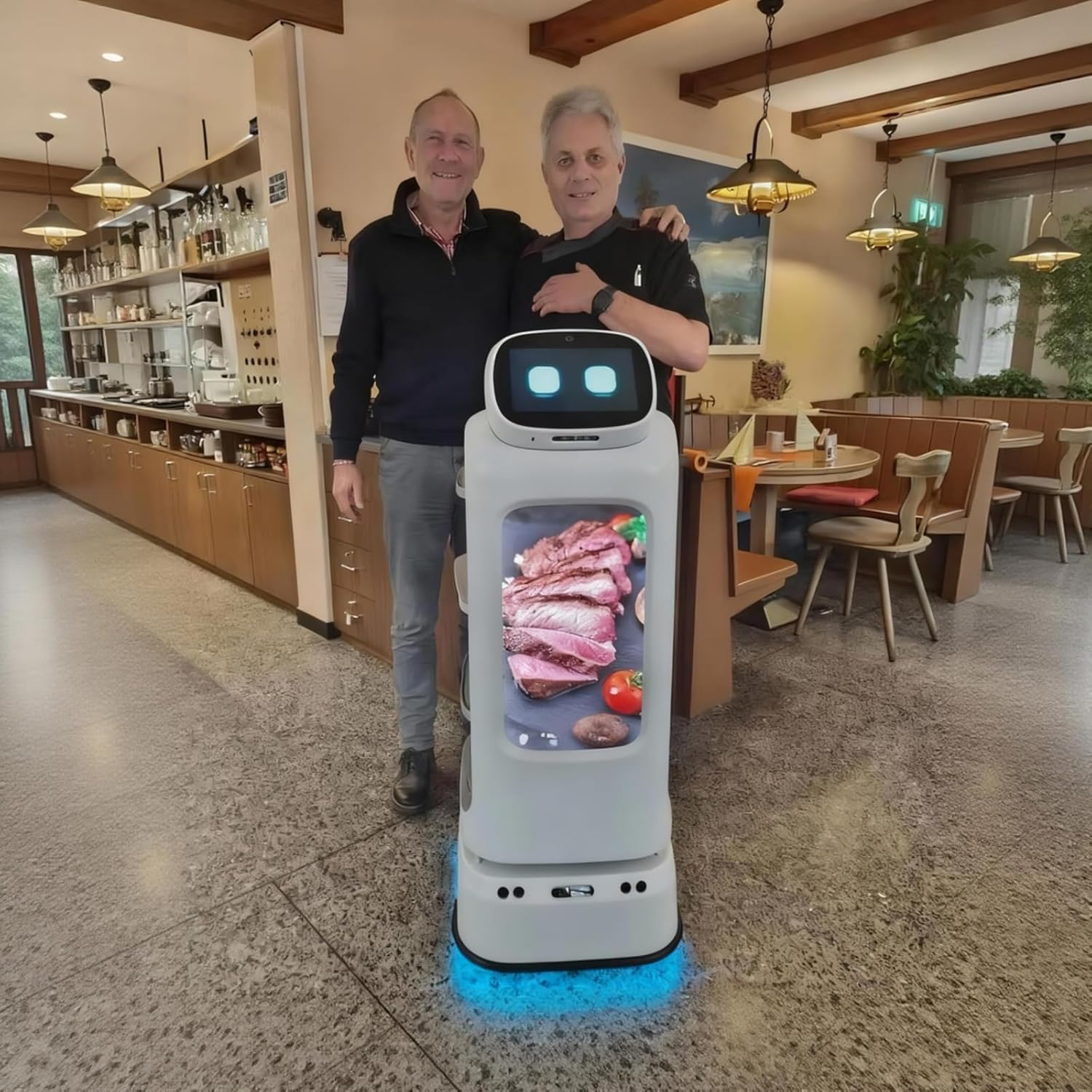 Smart Food Delivery Robot for Restaurant Hospitality Operations, Autonomous Restaurant Serving Robot with Touch Screen Navigation and Multi Layer Tray Design, Commercial Robotic Waiter for Hotel Cafe