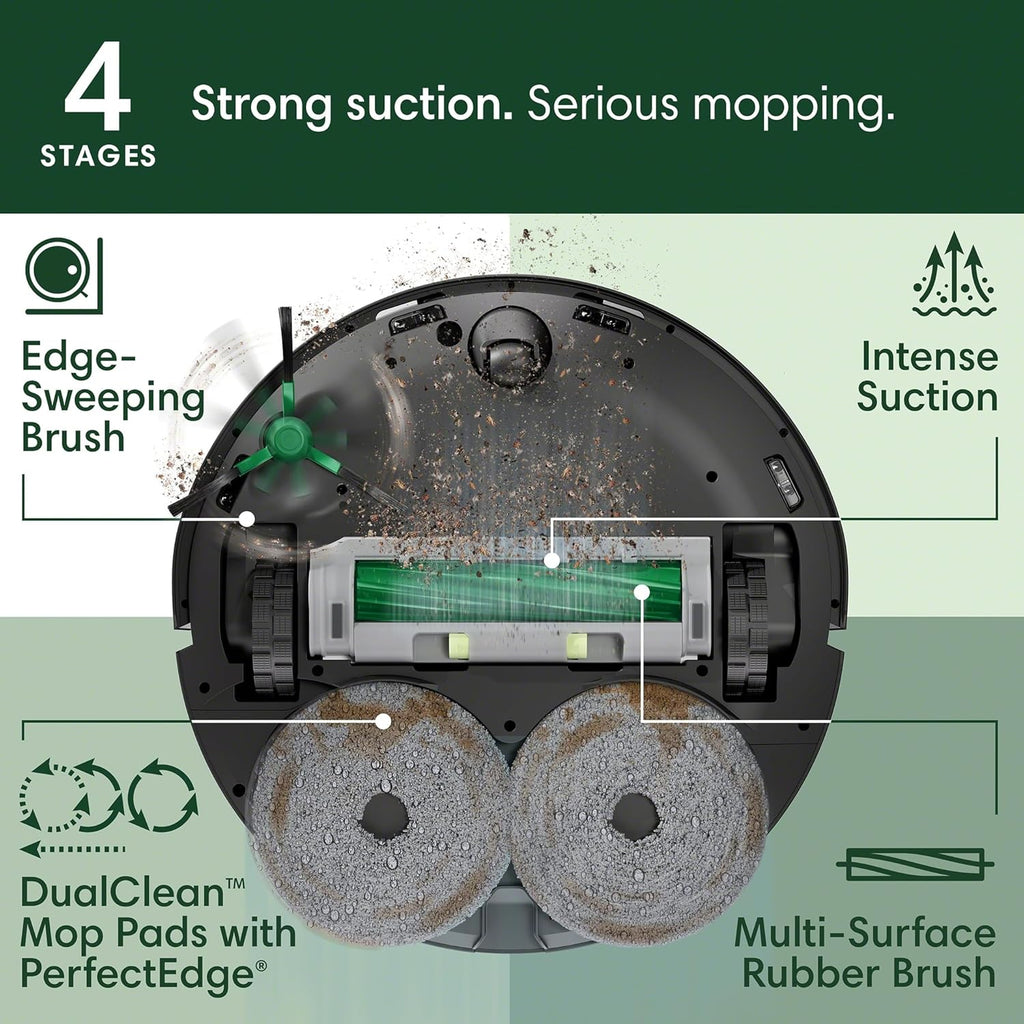iRobot Roomba Plus 505X Combo Robot Vacuum & Mop + AutoWash Dock, Auto‑Empties up to 75 Days, Extending Spinning Mop Pads, Pad Wash & Heated Drying, Avoids Obstacles, LiDAR, Ideal for Homes with Pets