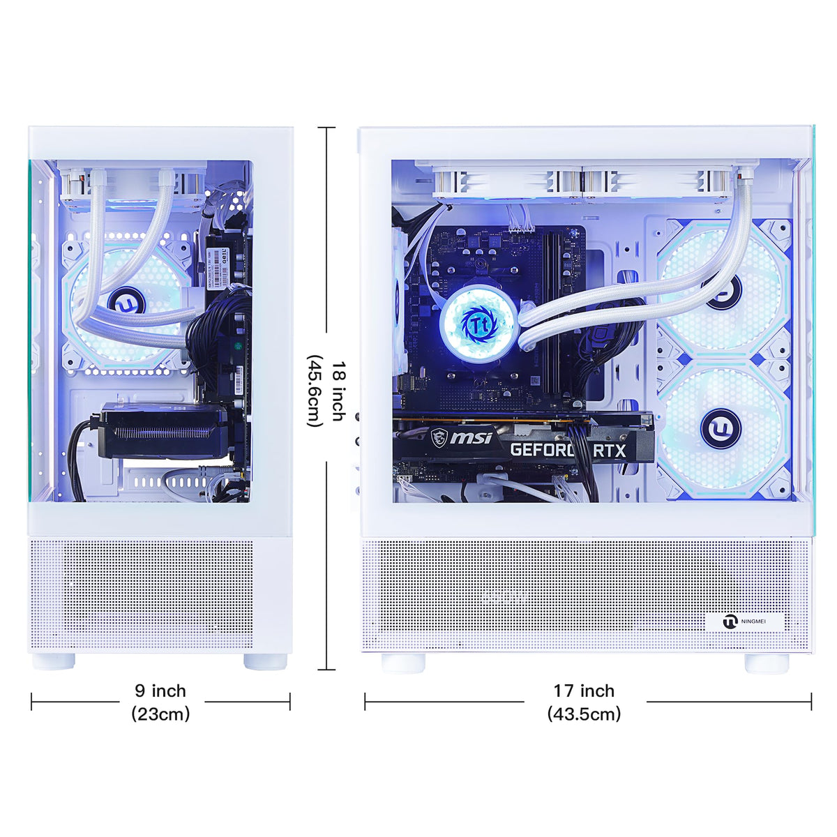 NINGMEI Prebuilt Gaming PC AMD Ryzen 7 5700X RTX 5060 8GB | 32GB DDR4 RAM 1TB Gen4 NVMe M.2 SSD,650W PSU WiFi Ready & Windows 11 Home Gaming Desktop Computer Black