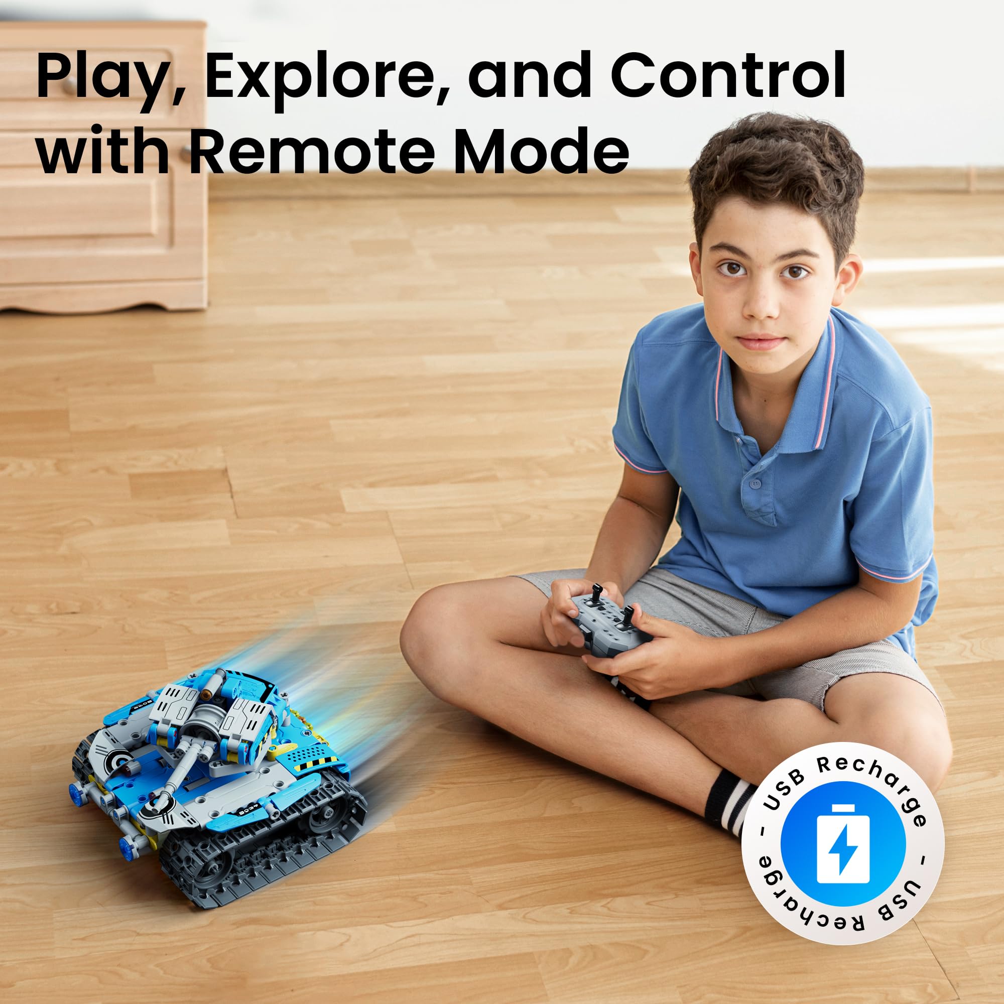 Sillbird Robot Building Kit with Remote Control STEM Gifts for Boys Age 8-13, Coding Robotic Toys for Kids Birthday, Buildable 5in1 Models with 488 Pieces