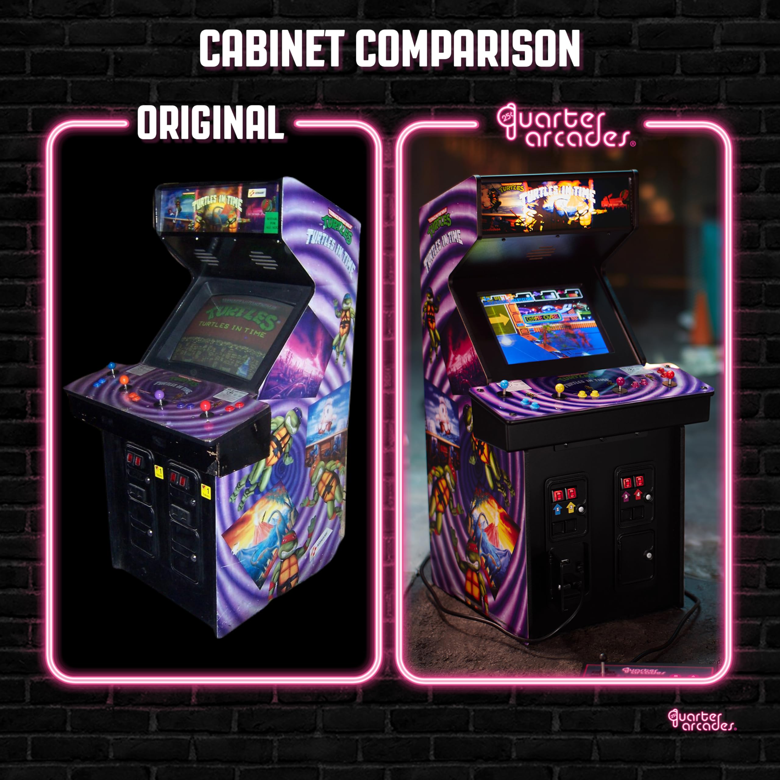 Numskull Quarter Arcades Teenage Mutant Ninja Turtles Collector's Edition Mini Arcade - 1/4 Scale Authentic Wooden Replica, Original ROM, Rechargeable Battery & 3W Speakers for Retro Enthusiasts