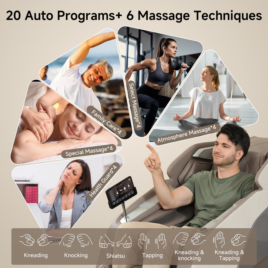 Real Relax 4D Massage Chair Full Body, Zero Gravity SL Track Recliner with Backlit Toch Pad, Negative Ion Purification, Aromatherapy, 20 Auto Modes, Yoga Stretching, Auto Body Scan, Black