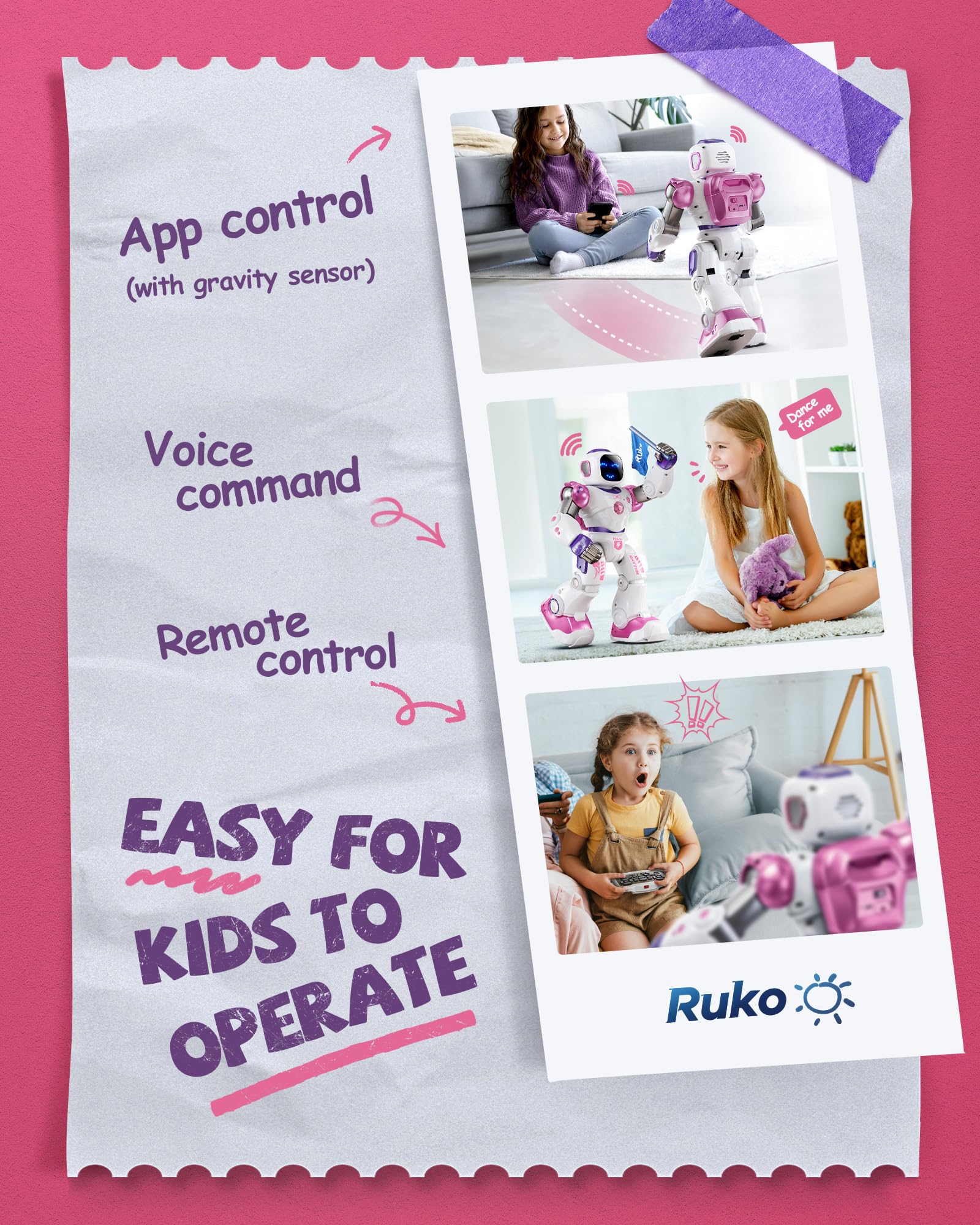 Ruko 1088 Smart Robots for Kids, Large Programmable Interactive RC Robot with Voice Control, APP Control, Present for 4 5 6 7 8 9 Years Old Kids Boys and Girls