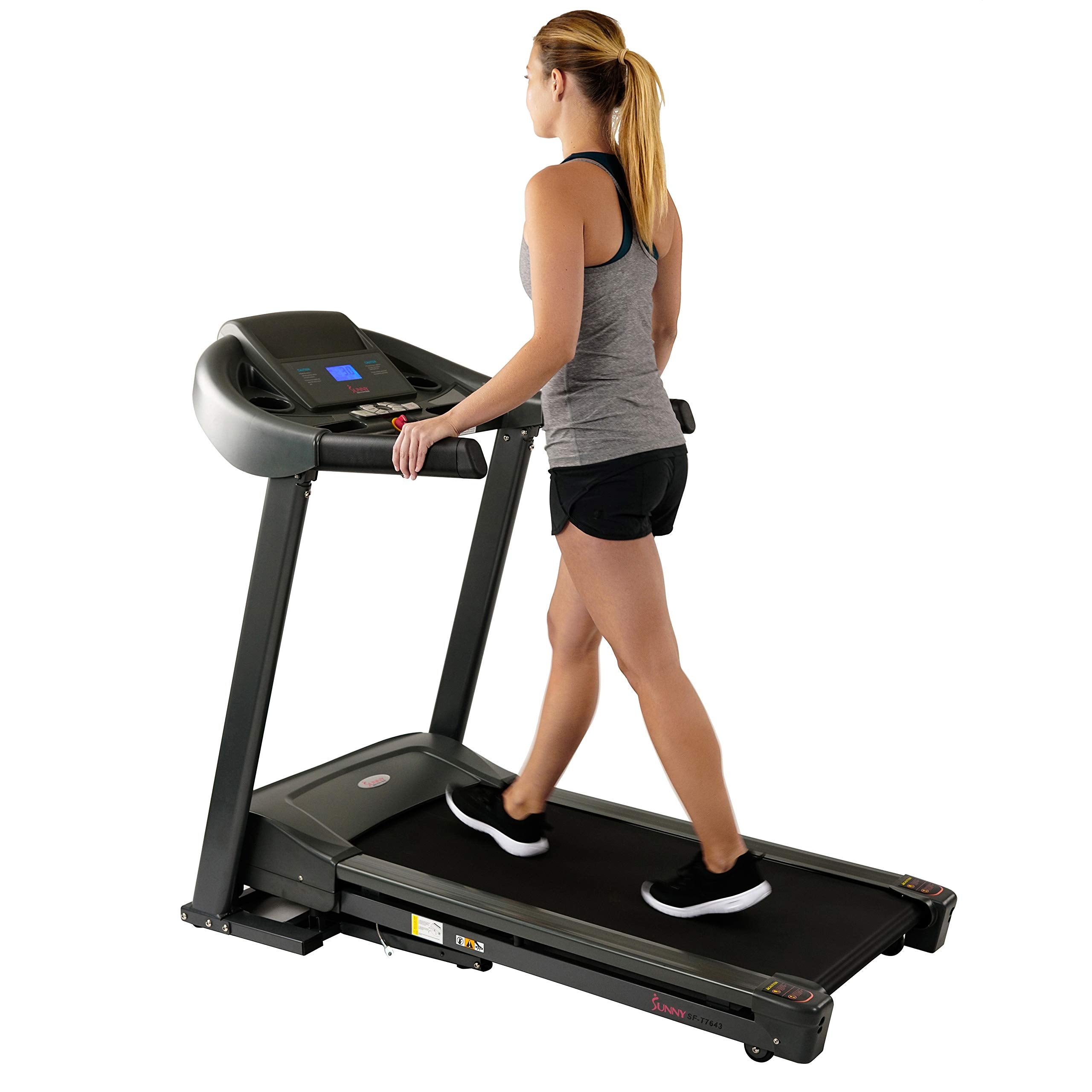 Sunny Health & Fitness Treadmill Elite Smart Auto Incline for Home Use, Wide Running and Walking Deck, Flex Shock Suspension with 300 LB Weight Capacity Bluetooth SunnyFit App