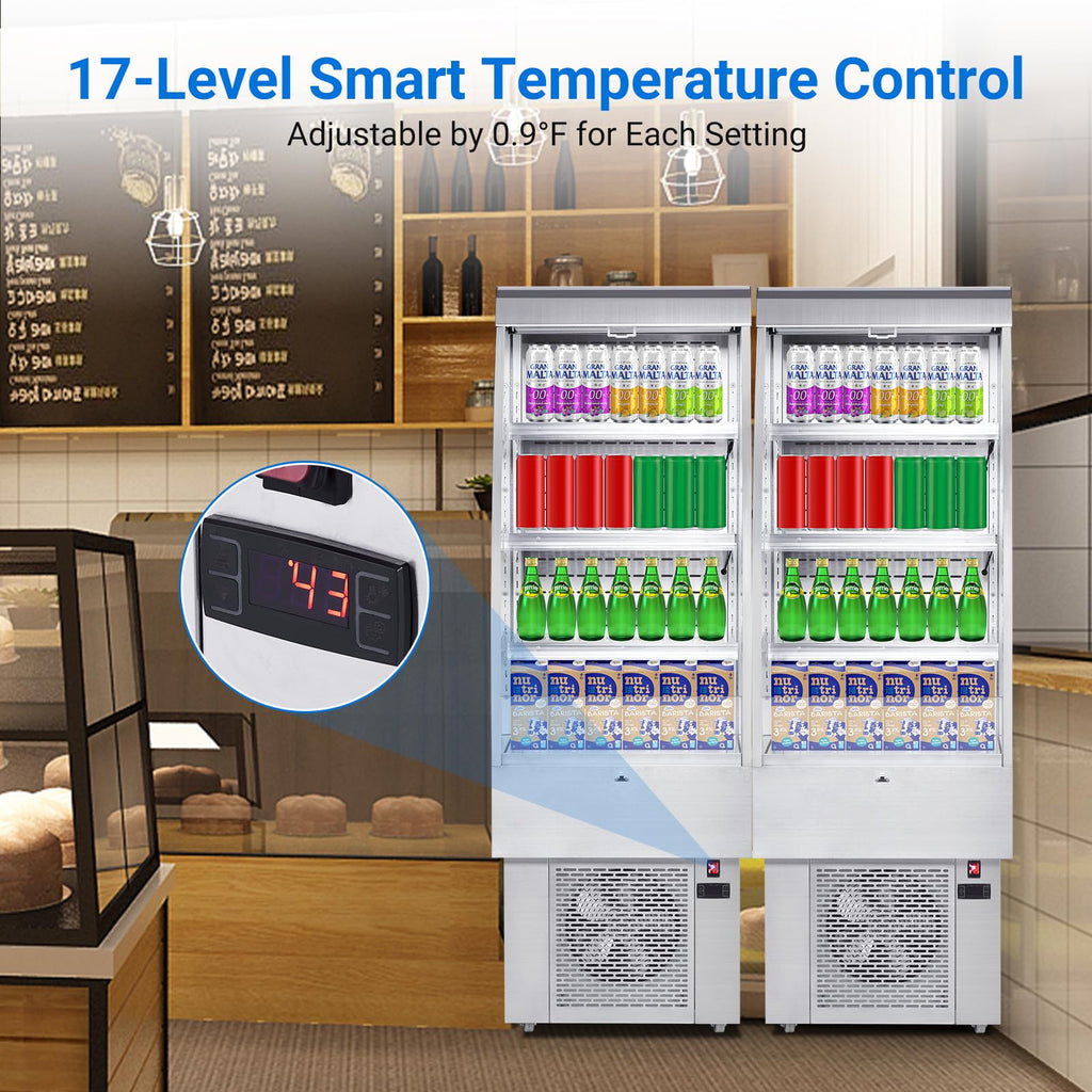 IDEALHOUSE Commercial Refrigerator, Commercial Merchandiser 26.8 Cu Ft Refrigerator, Refrigerator with 2 Glass Door and LED Light, Large Business Cooler for Home Restaurant Grocery Stores