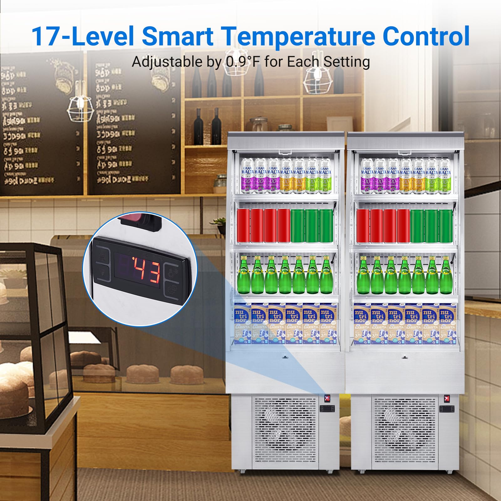IDEALHOUSE Commercial Refrigerator, Commercial Merchandiser 26.8 Cu Ft Refrigerator, Refrigerator with 2 Glass Door and LED Light, Large Business Cooler for Home Restaurant Grocery Stores
