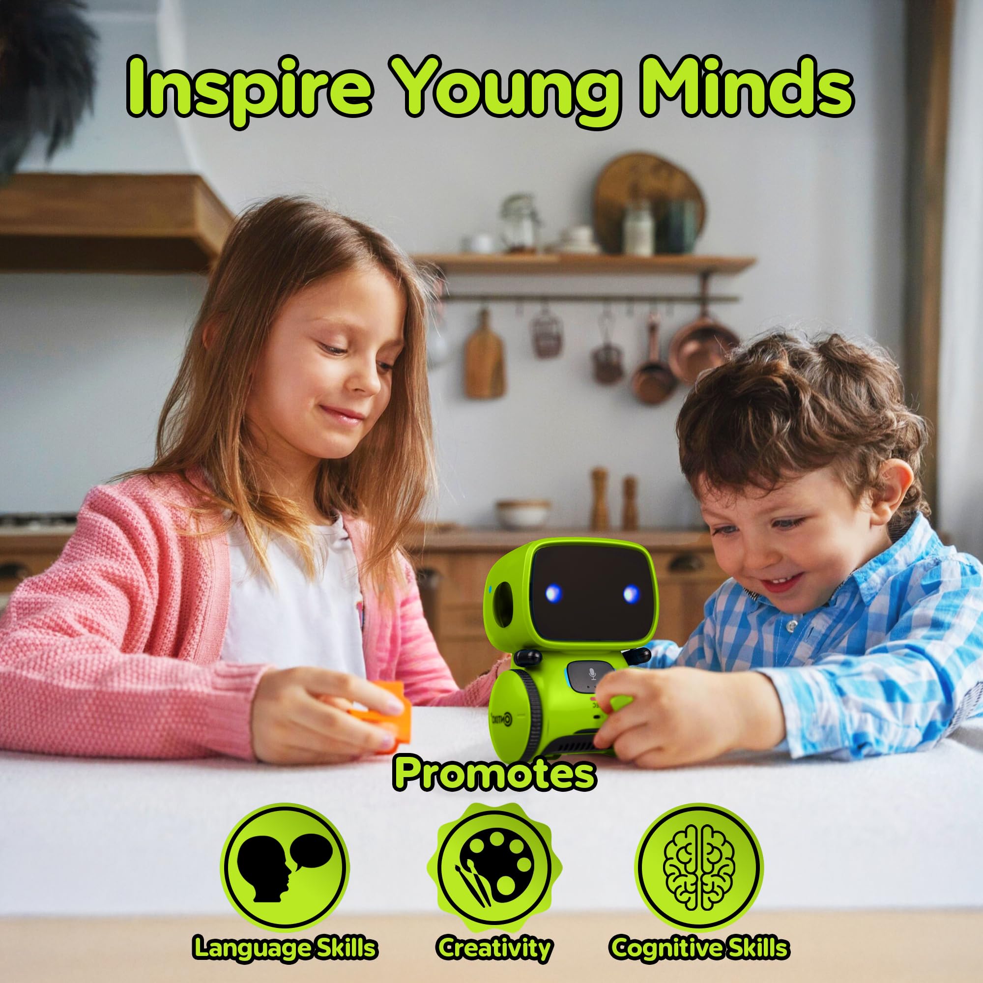 Contixo R1 Kids Robot Toy, Blue Interactive Smart Robots with Voice Control Talking Dancing Learning Touch Sensor Compact Educational Portable Toy for Boys Girls Toddlers 3-8 Years Old Birthday Gifts