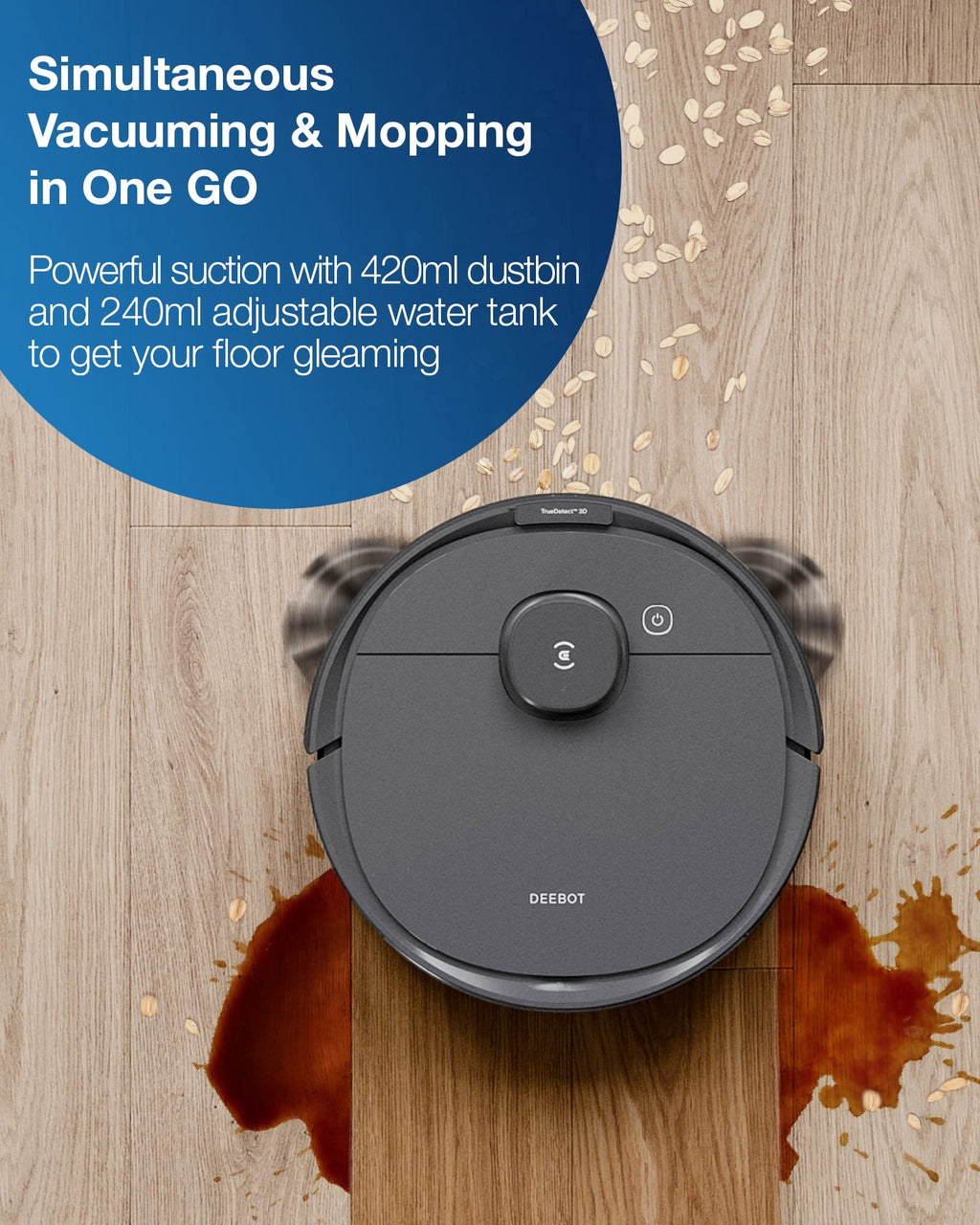 ECOVACS DEEBOT T80 Omni Robot Vacuum and Mop, Instant Self-Cleaning OZMO Roller Mop, TruEdge Deep Cleaning, AI Navigation, 18,000Pa Suction and ZeroTangle 3.0 for Pets and Carpets