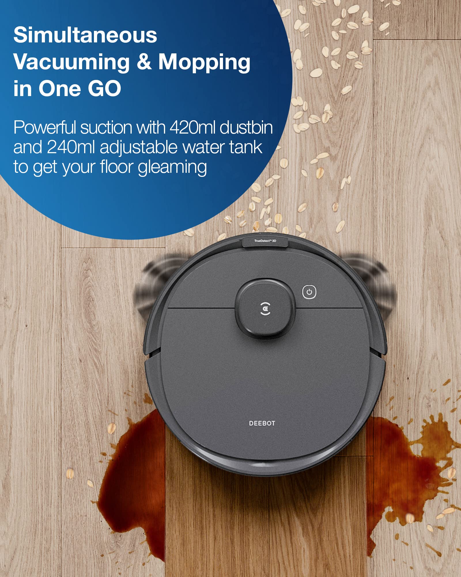 ECOVACS DEEBOT T80 Omni Robot Vacuum and Mop, Instant Self-Cleaning OZMO Roller Mop, TruEdge Deep Cleaning, AI Navigation, 18,000Pa Suction and ZeroTangle 3.0 for Pets and Carpets