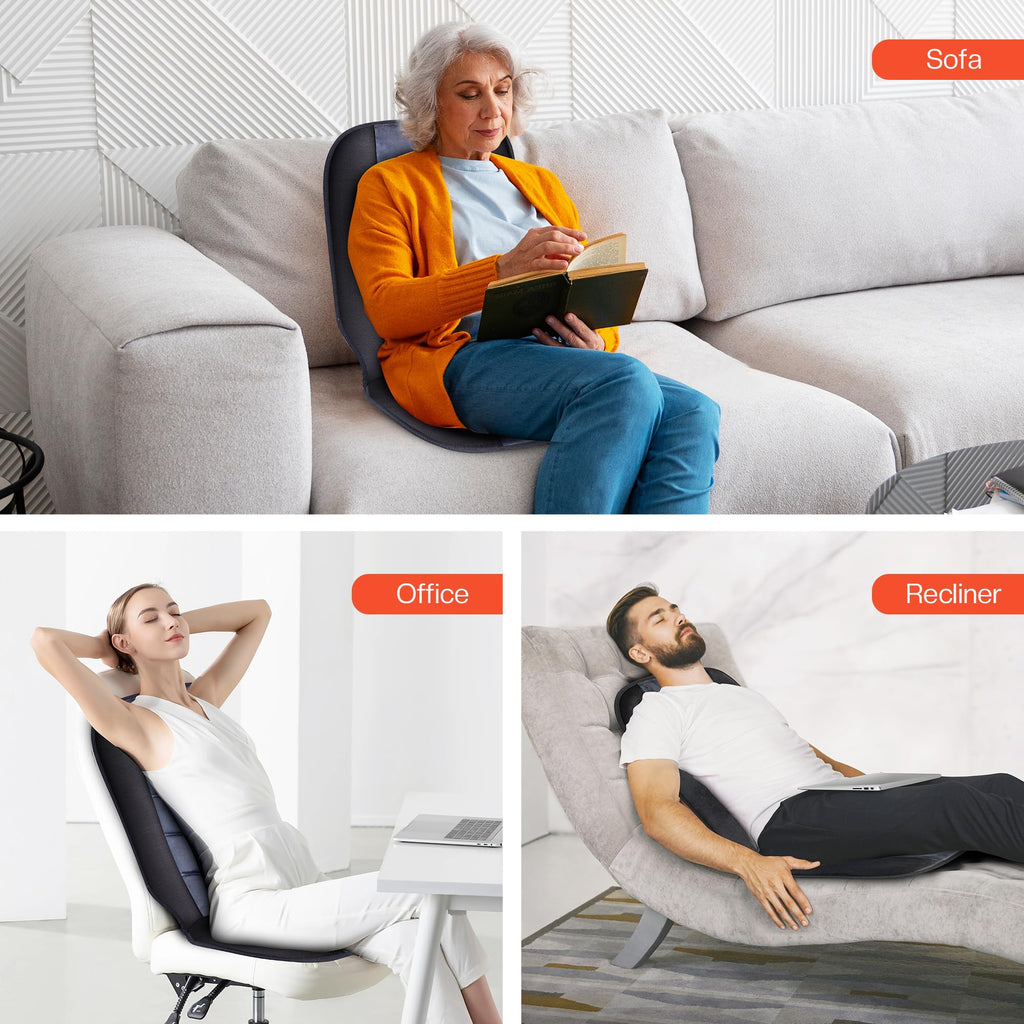 CILI Massage Chair Pad,Back Massager with Heat,Massage Seat Cushion with 10 Vibration Motors,30-60-90 Minutes Heating Options,Chair Massager for Office Chair, Home Office Use, Relaxation Father Gift
