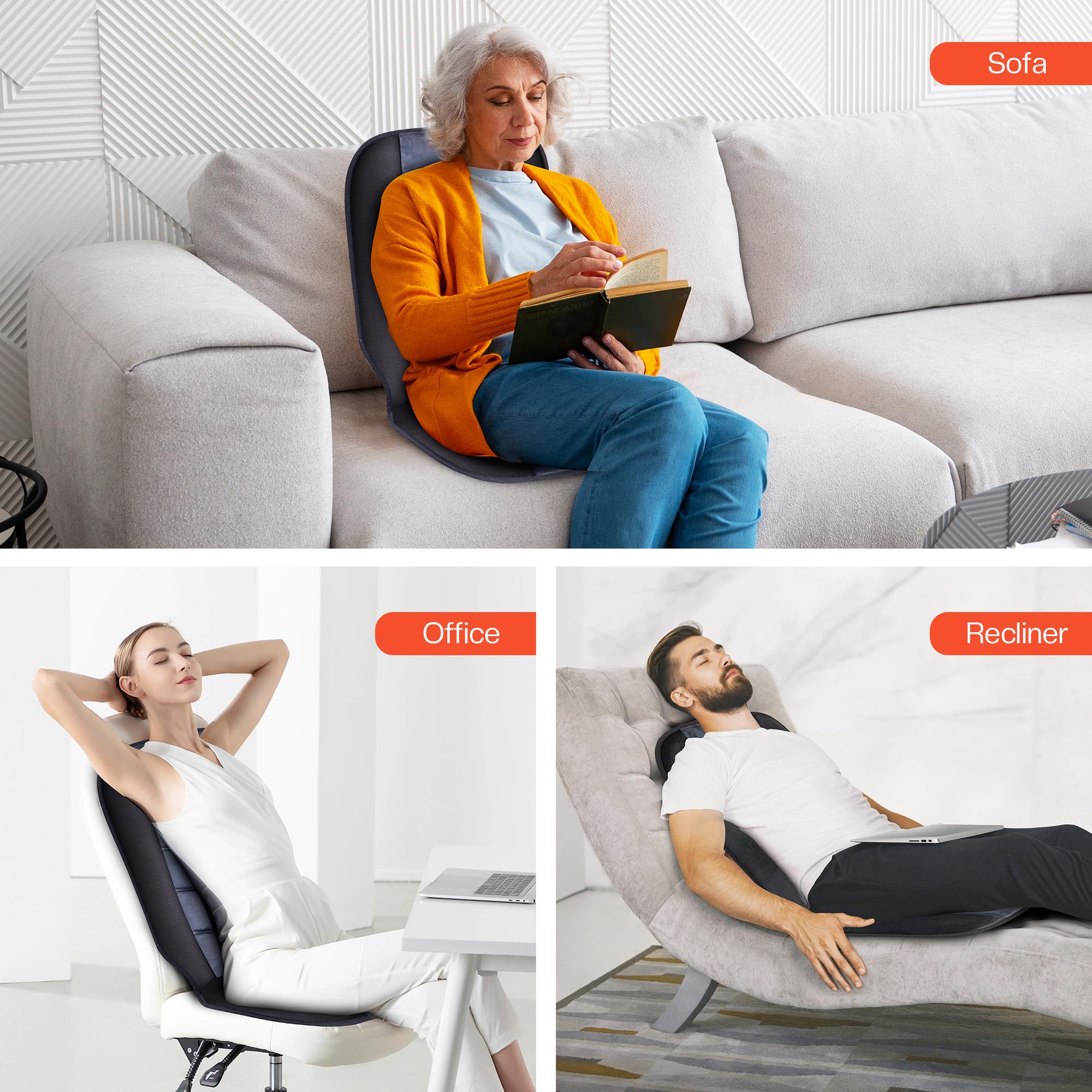 CILI Massage Chair Pad,Back Massager with Heat,Massage Seat Cushion with 10 Vibration Motors,30-60-90 Minutes Heating Options,Chair Massager for Office Chair, Home Office Use, Relaxation Father Gift