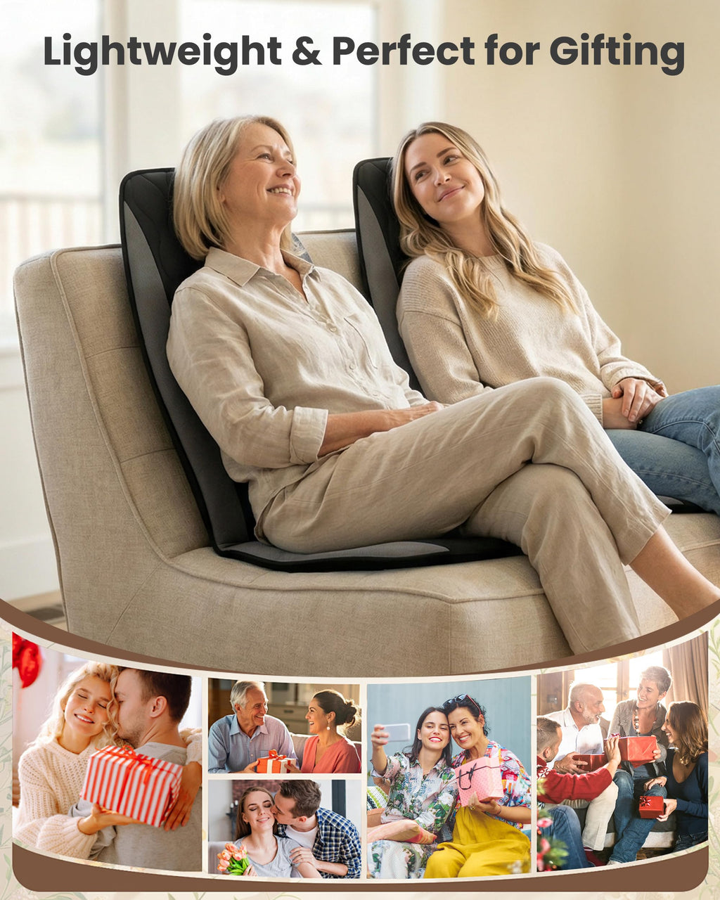 CILI Massage Chair Pad,Back Massager with Heat,Massage Seat Cushion with 10 Vibration Motors,30-60-90 Minutes Heating Options,Chair Massager for Office Chair, Home Office Use, Relaxation Father Gift