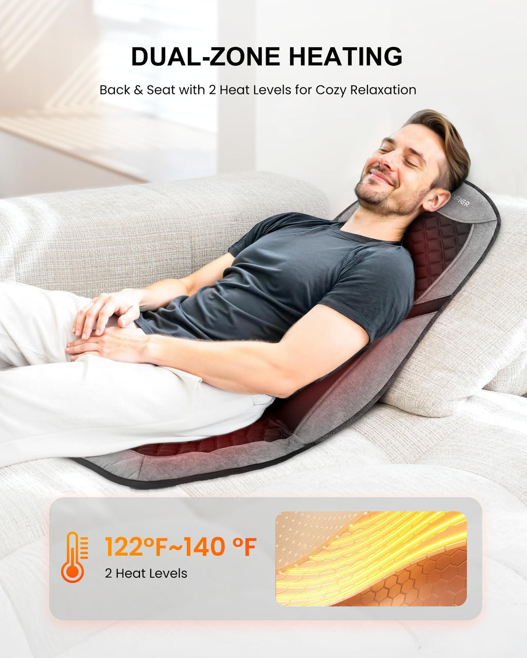 COMFIER Vibration Back Massager Seat Cushion with Heat,Father Day Dad Gifts for Men,10 Motors Massage Chair Pad,Chair Massager for Pain Relief at Office/Home, Father Day Gift