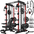 JELENS Smith Machine for Home Gym, Multi-Function M12 Power Cage with Cable Crossover System, Squat Rack with Smith Bar and More Attachment
