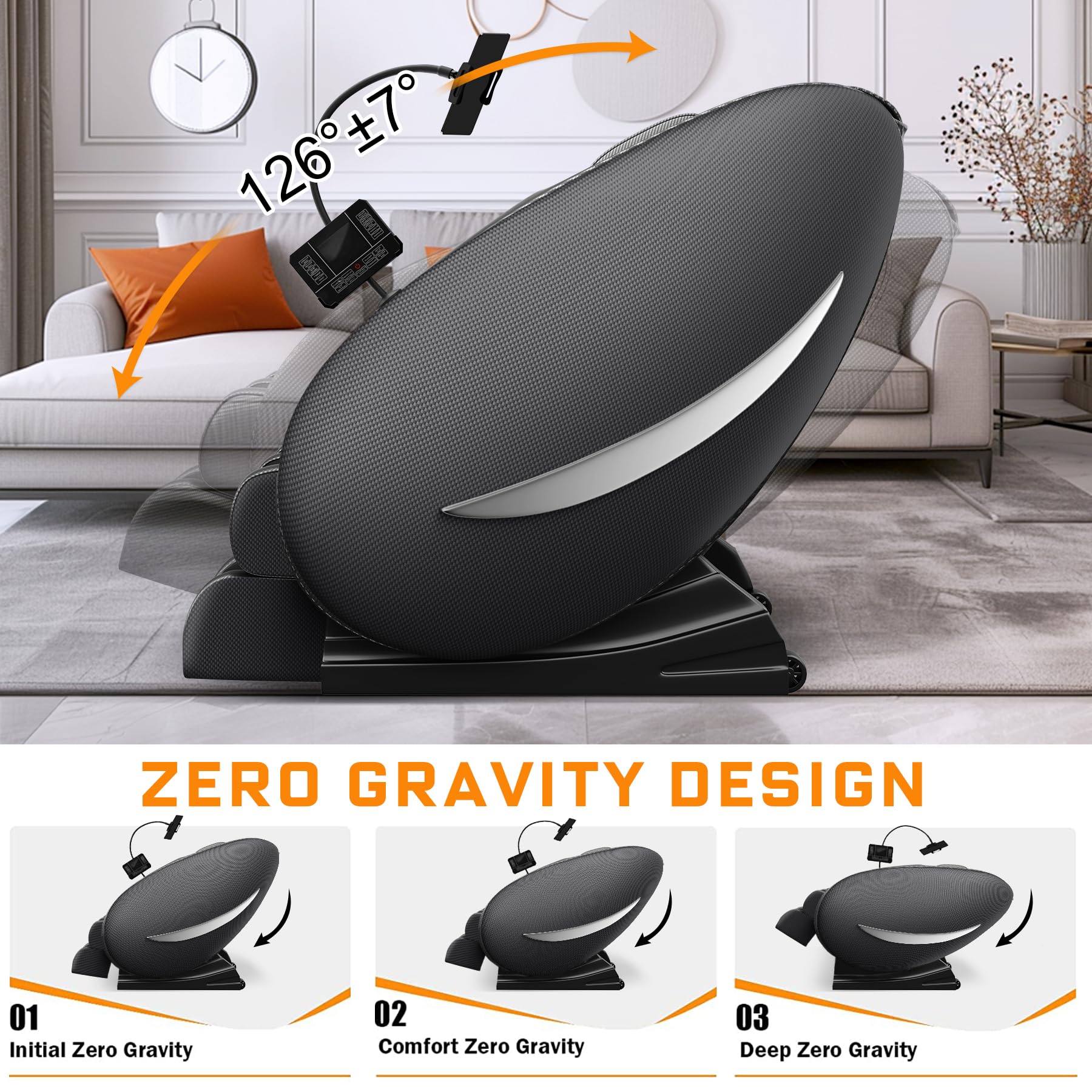 2026 Massage Chair Full Body, Zero Gravity Massage Chair with Auto Modes, Airbag Massage, 6 Fix Point Rollers, Foot Massage, Heating, Touch Screen Controller, Home Massage Chairs