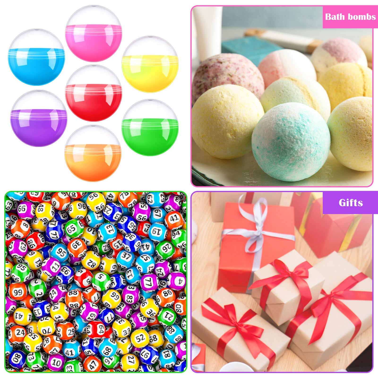 Sosation 150 Pcs 1.77 Inch Gumball Vending Machine Capsules Empty Round Plastic Containers for Prizes Party Favors (Stylish Color)