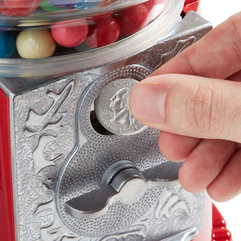 Olde Midway 15" Gumball Machine with Glass Globe and Metal Base - Red, Vintage-Style Bubble Gum Candy Dispenser