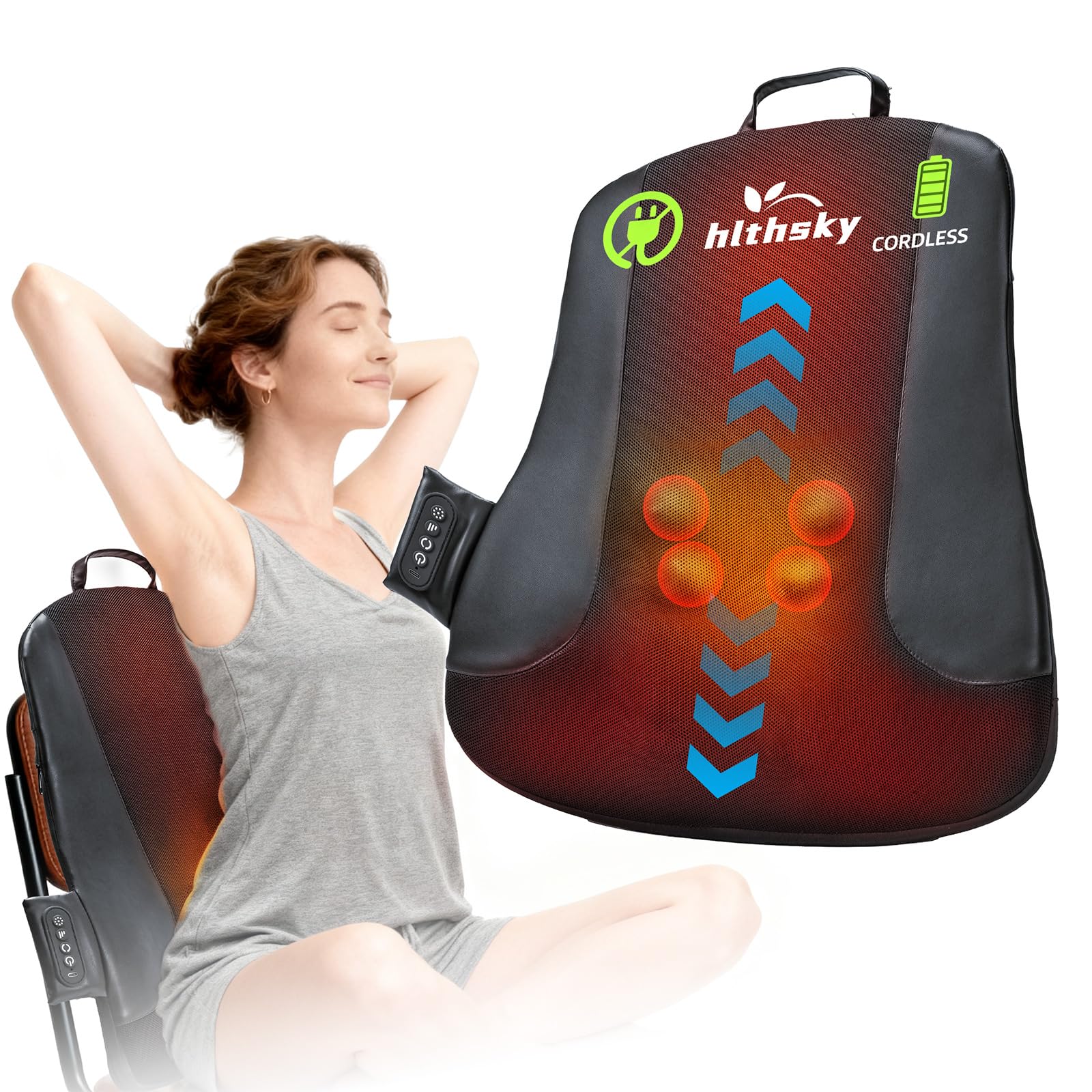 Shiatsu Neck and Shoulder Massager with Heat, Back Massager for Pain Relief Deep Tissue, 3D Kneading Massager for Chair Home Office Car, Gifts for Mom, Dad, Women (Black)