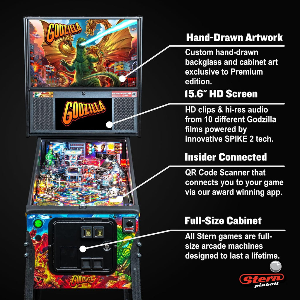 Stern Pinball Godzilla Arcade Pinball Machine with Insider Connected, Premium Edition