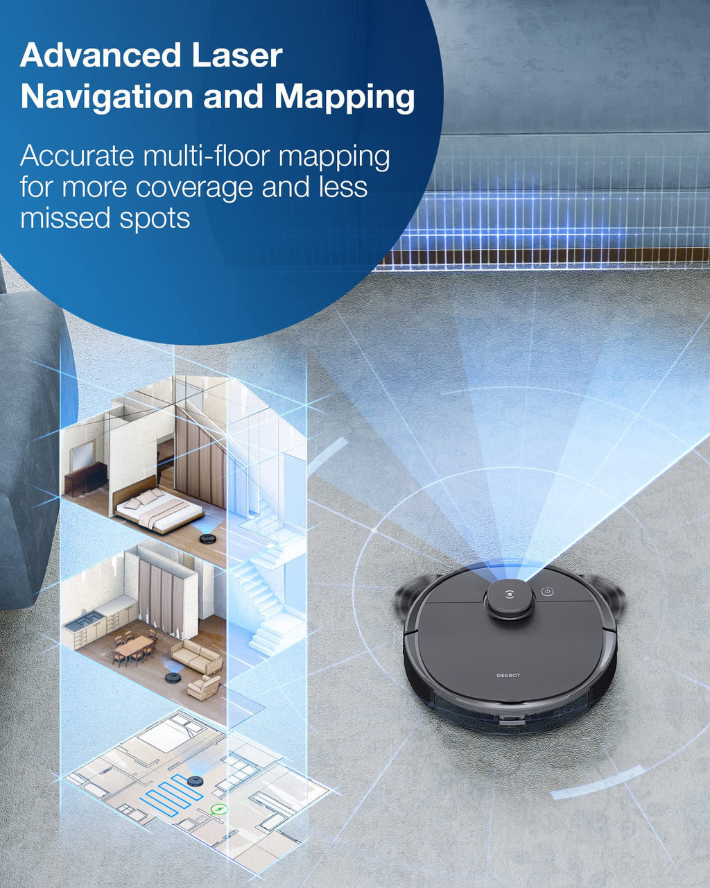 ECOVACS DEEBOT T80 Omni Robot Vacuum and Mop, Instant Self-Cleaning OZMO Roller Mop, TruEdge Deep Cleaning, AI Navigation, 18,000Pa Suction and ZeroTangle 3.0 for Pets and Carpets