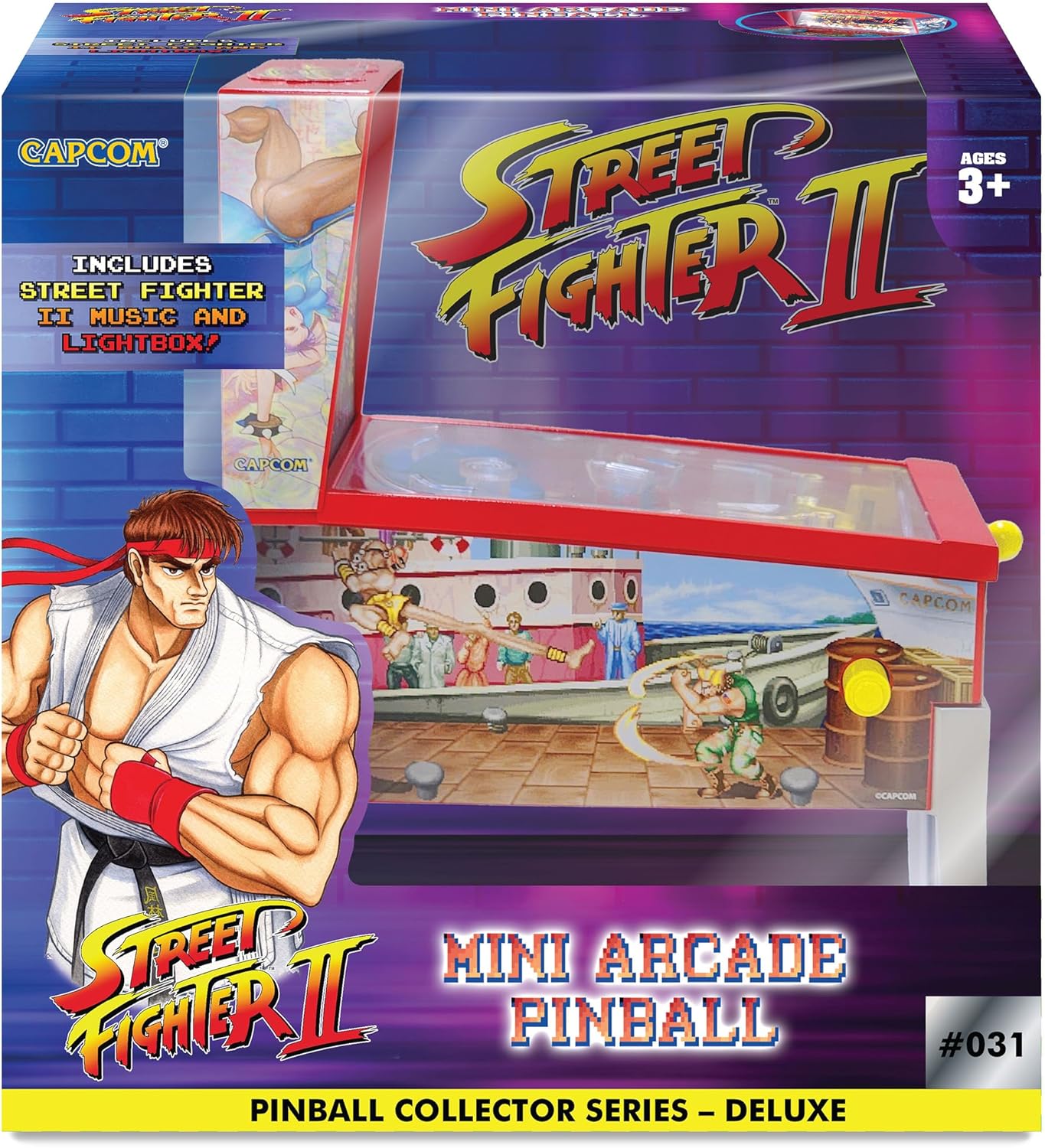 Street Fighter II: Mini Arcade Pinball - Collector Series, Lights & Sounds, Classic Tabletop Game, Skill Shot Challenges, Licensed Toy, Adults-Kids 3+