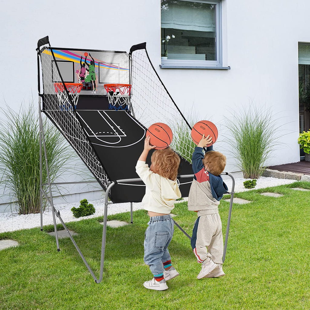 Giantex Foldable Basketball Arcade Game, 8 Game Options, Electronic Double Shot 2 Player w/ 4 Balls and LED Scoring System, Indoor Basketball Game for Kids, Adults