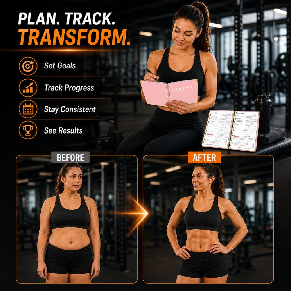 Workout Journal Fitness Tracker Planner for Men & Women, Exercise Log Book to Track Gym & Home Training, Goals, Sets, Reps & Progress, 142 Pages, A5 5.7" x 8.2" Portable Hardcover with Metal Corners, Green
