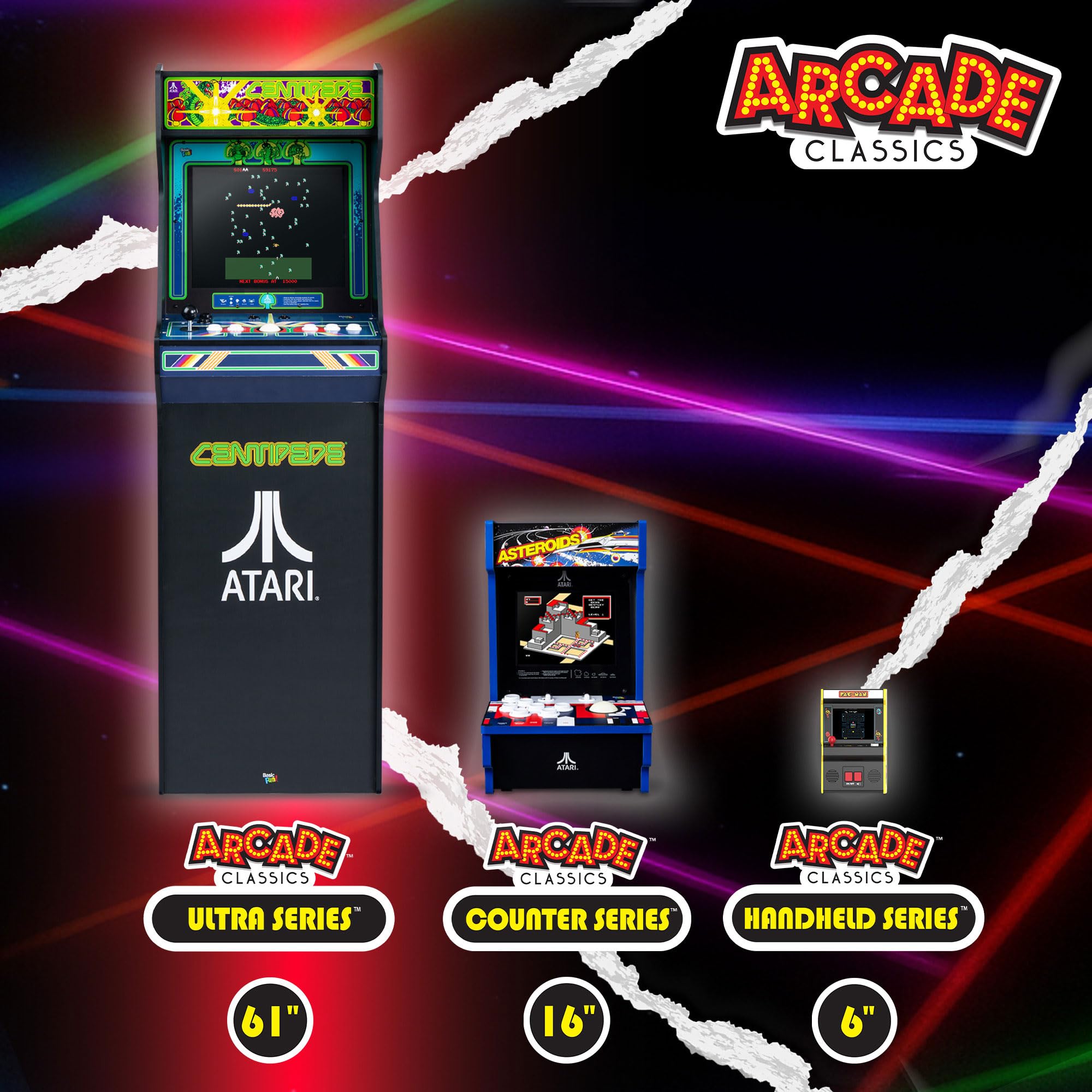 Arcade Classics - WWE Ultra Series Game Machine, 5 Games, 17" Liquid Crystal Screen - Indoor Cabinet, Retro, Gaming Console, Basement Decoration, Man Cave
