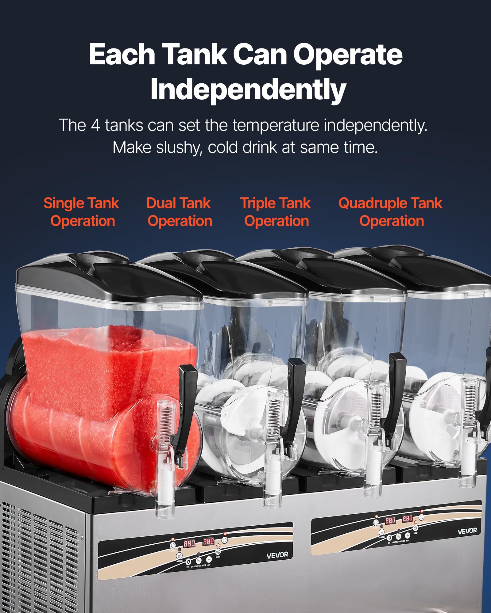 VEVOR Commercial Slushy Machine, 12Lx3 Triple Tank Frozen Drink Machine, 144 Cups Stainless Steel Margarita Smoothie Frozen Drink Maker, Slushie Maker for Home Party Restaurants Cafe Bars
