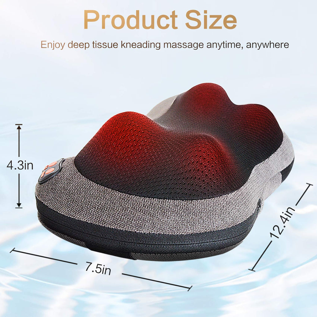 Papillon Shiatsu Back Massager with Heat,Fathers Day Dad Gifts for Men, Dad, Deep Tissue Massage for Neck, Shoulder, Upper & Lower Back Pain Relief, Electric Kneading 3D Massage Pillow (Gray)