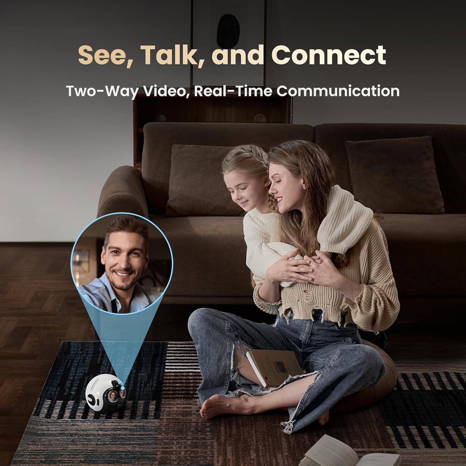 Enabot EBO Max FamilyBot AI Home Camera: 4K Camera Robot Companion, Manual Mapping, V-SLAM, 2-Way Video Call, Auto-Recharge, Smart Patrol, Gift for Long Distance, Pets, Kids & Elderly