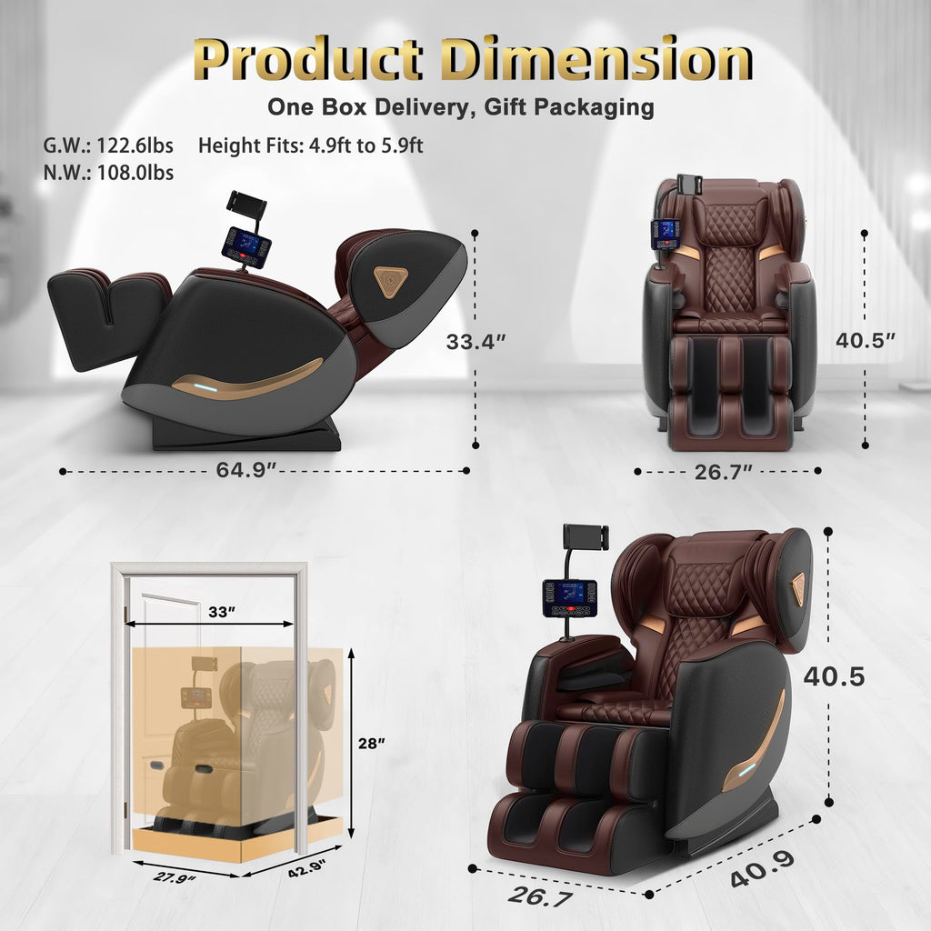 2026 Massage Chair Full Body, Zero Gravity Massage Chair Recliner - Upgraded 10-Point Roller, Heating, Airbags, Foot Roller, Shiatsu Full Body Massage Chairs, Gift for Parent