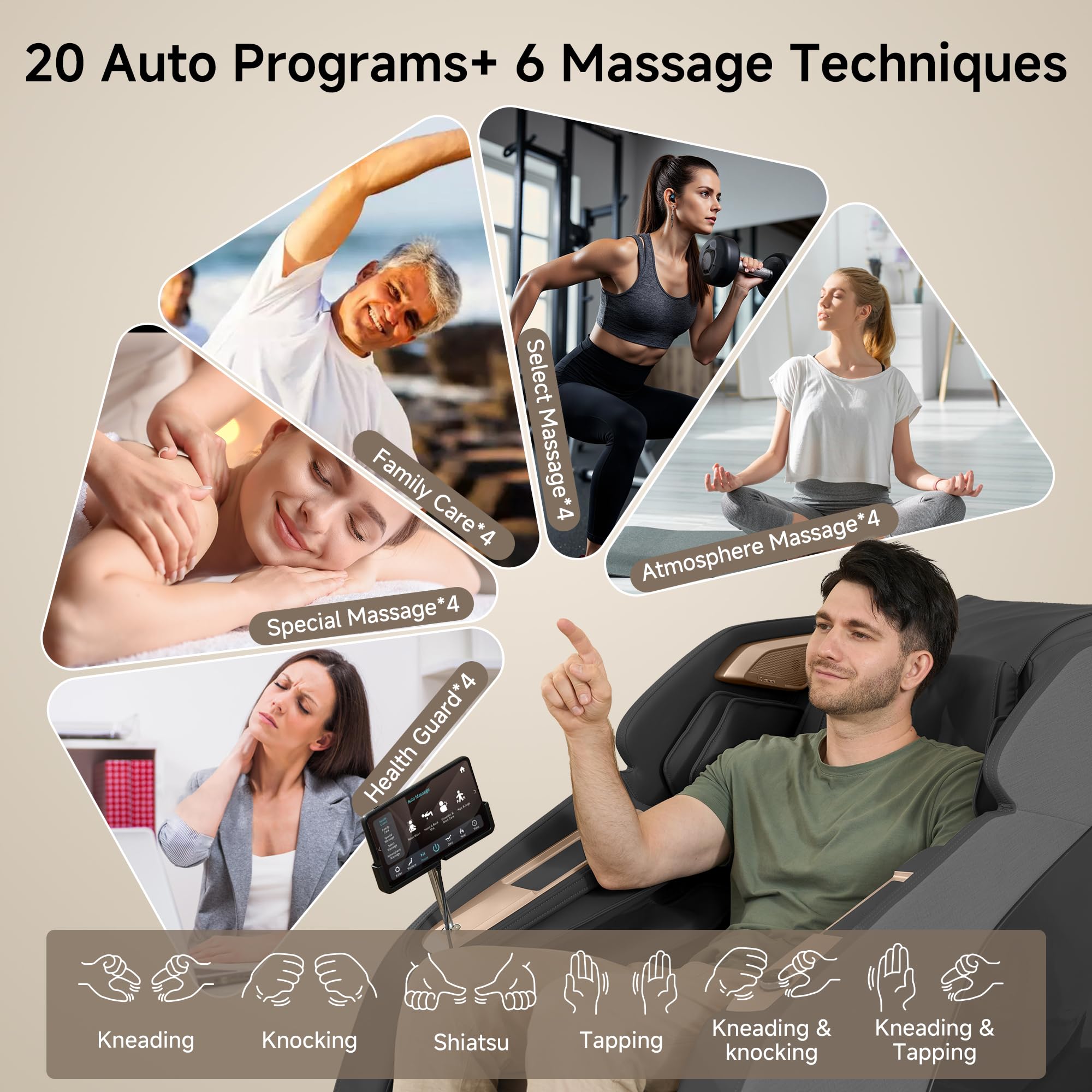 Real Relax 4D Massage Chair Full Body, Zero Gravity SL Track Recliner with Backlit Toch Pad, Negative Ion Purification, Aromatherapy, 20 Auto Modes, Yoga Stretching, Auto Body Scan, Black