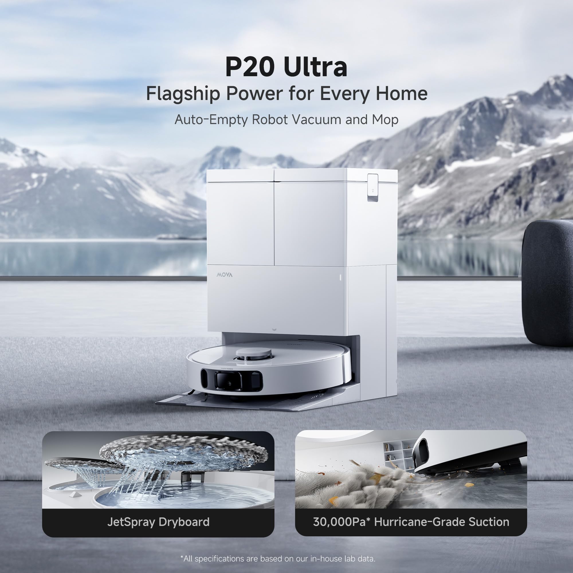 Mova P10 Pro Ultra Robot Vacuum and Mop 13,000Pa Suction, 140°F Hot Water Auto Mop Washing & Drying, Dual Spinning Extenable Mop,10.5mm Lifting for Carpet, 360°Obstacle Avoidance, App Control