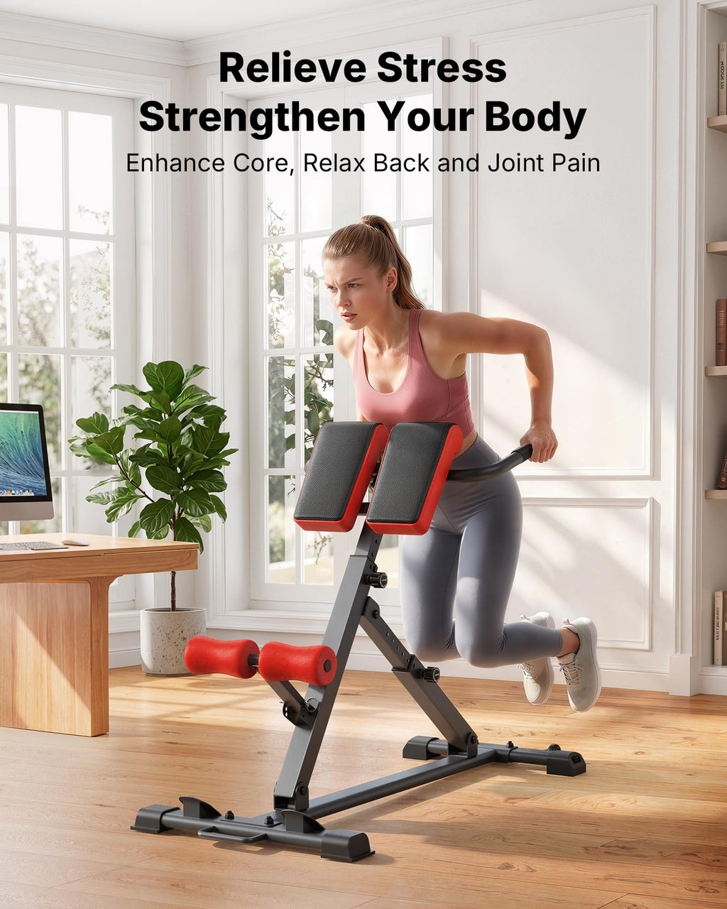 MERACH Roman Chair Back Extension, Adjustable Weight Bench, Home Gym Sit Up Bench for Glutes & Ab Workouts, Back Extension Machine, Hyperextension Roman Chair for Lower Back Pain Relief