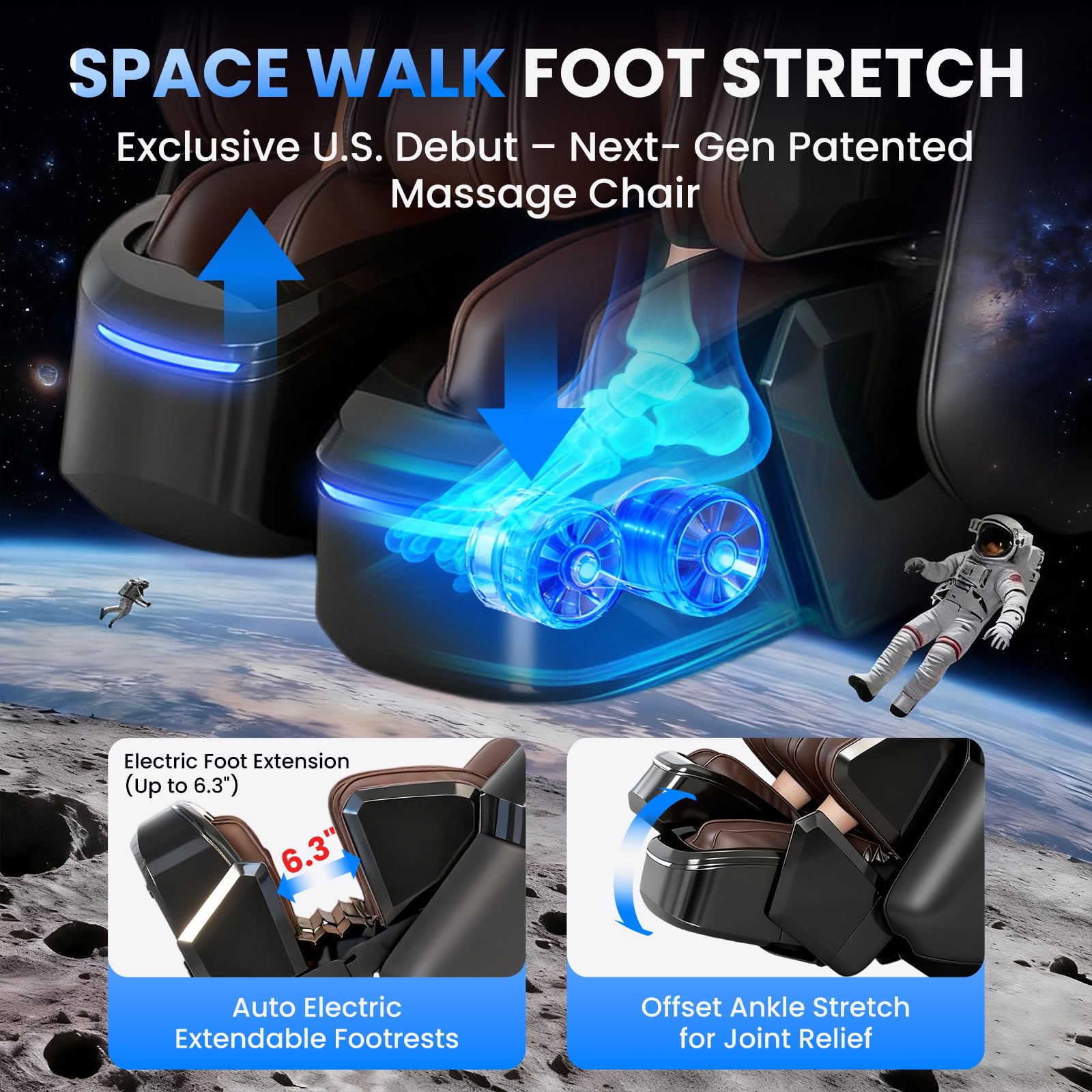 4D Massage Chair Full Body, Unique 2026 Space Walk & Ankle Stretch, Zero Gravity SL-Track Shiatsu Massage Chair Recliner with Electric Calfrest Extension & Foot Rollers, AI Voice, S002 White