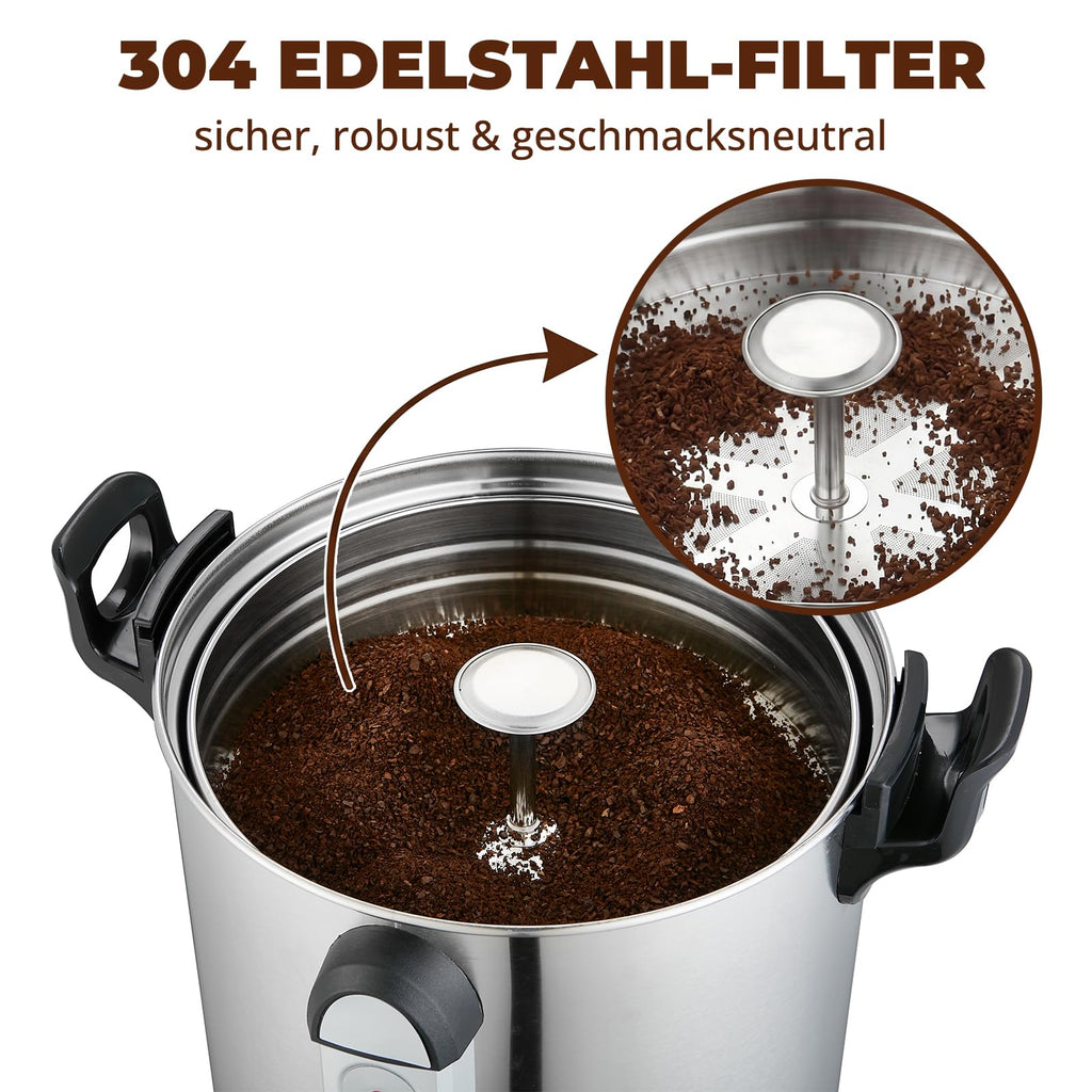 Commercial Coffee Maker 100 Cup Large Coffee Urn 4 Gallon 16L Industrial Coffee Dispenser 1300W Quick Brew Dual Wall Stainless Steel Hot Water Urn & Tea Maker for Catering, Wedding, Church & Events