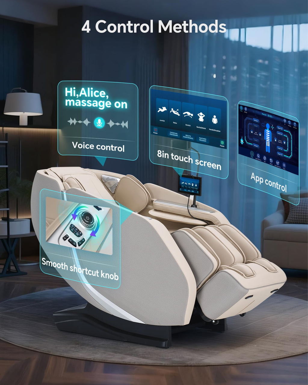 Massage Chair Full Body Zero Gravity, 3D ‌SL-Track Shiatsu Massage with Unique Rocking Sleep Mode, Upgraded Calf & Knee Massage (+11cm) for Tall People, Wireless Charging &Touch Screen,Black