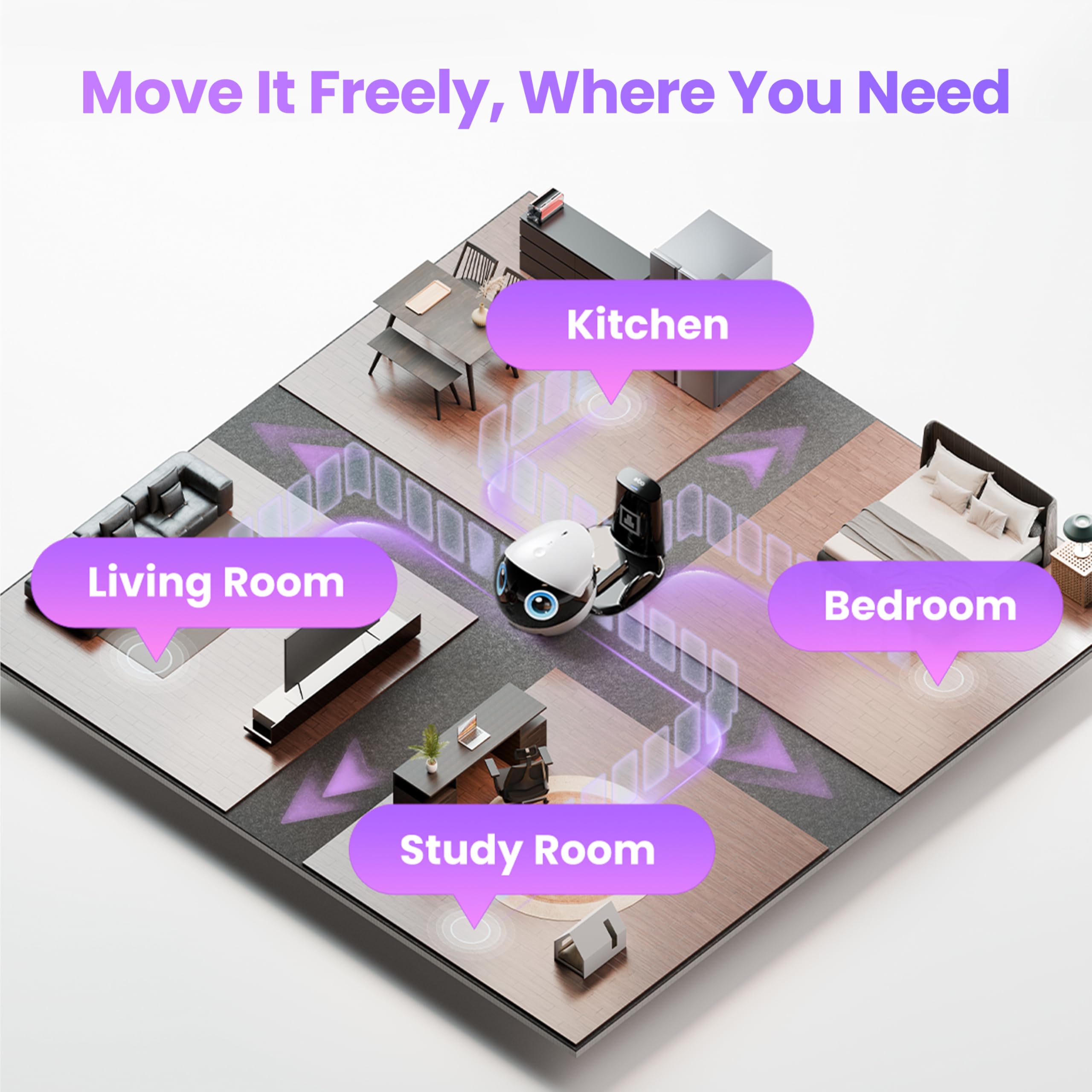 Enabot EBO Air 2 Plus FamilyBot 3K Home Camera Robot: Indoor Camera, Movable Robot Companion, 2-Way Video, AI Chat Mode, Auto-Recharge, Long Battery Life, Custom Facial Image, Night Vision