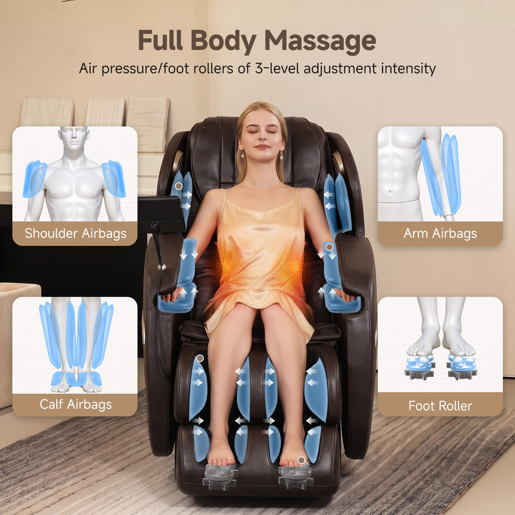 Real Relax 2026 Upgraded 2D SL-Track Massage Chair,Recliner Full Body Zero Gravity with 8 Auto Modes and Upgraded LCD Screen,Added Voice Broadcast,Headrest Cushion,Child Lock and Pause Button,Black