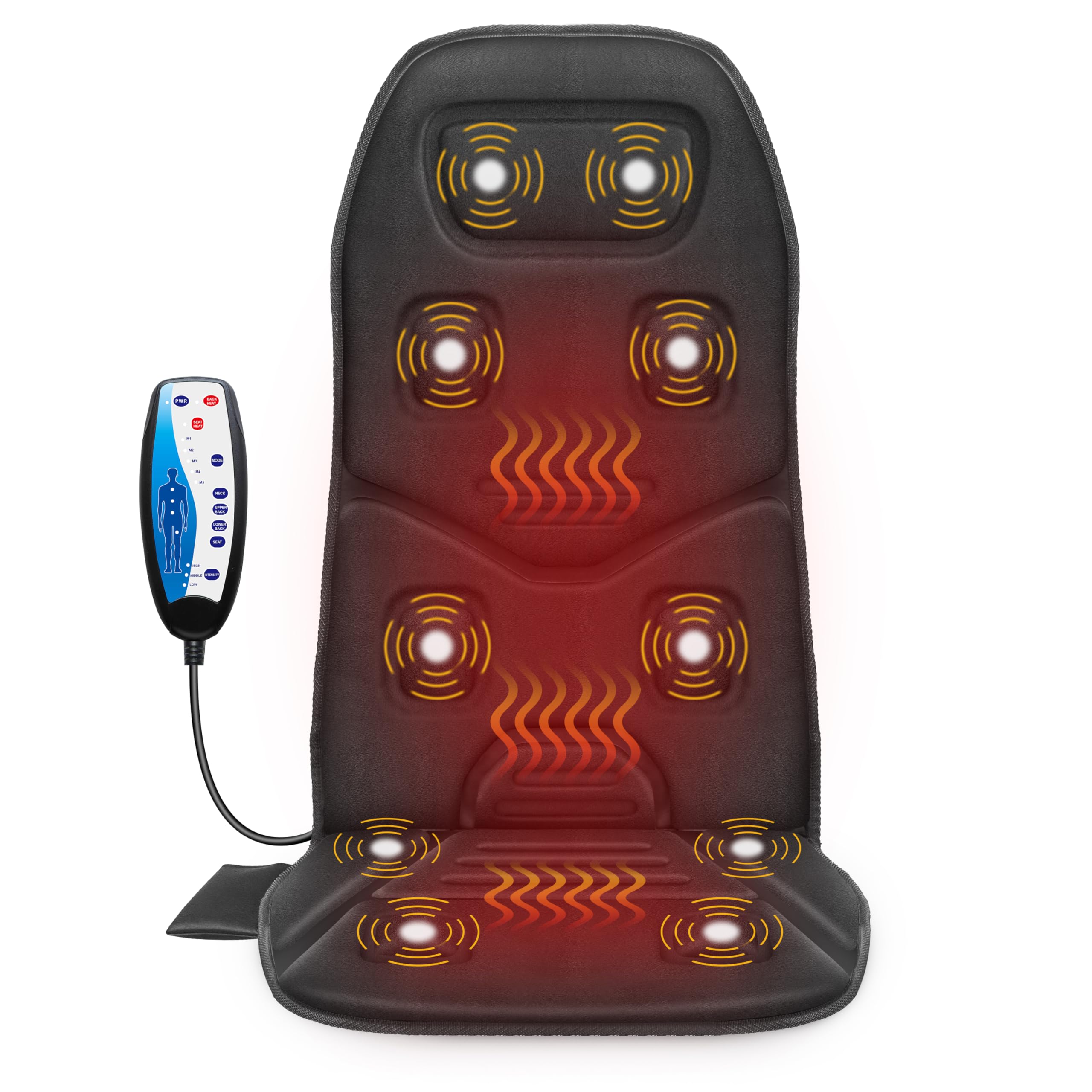COMFIER Vibration Back Massager Seat Cushion with Heat,Father Day Dad Gifts for Men,10 Motors Massage Chair Pad,Chair Massager for Pain Relief at Office/Home, Father Day Gift