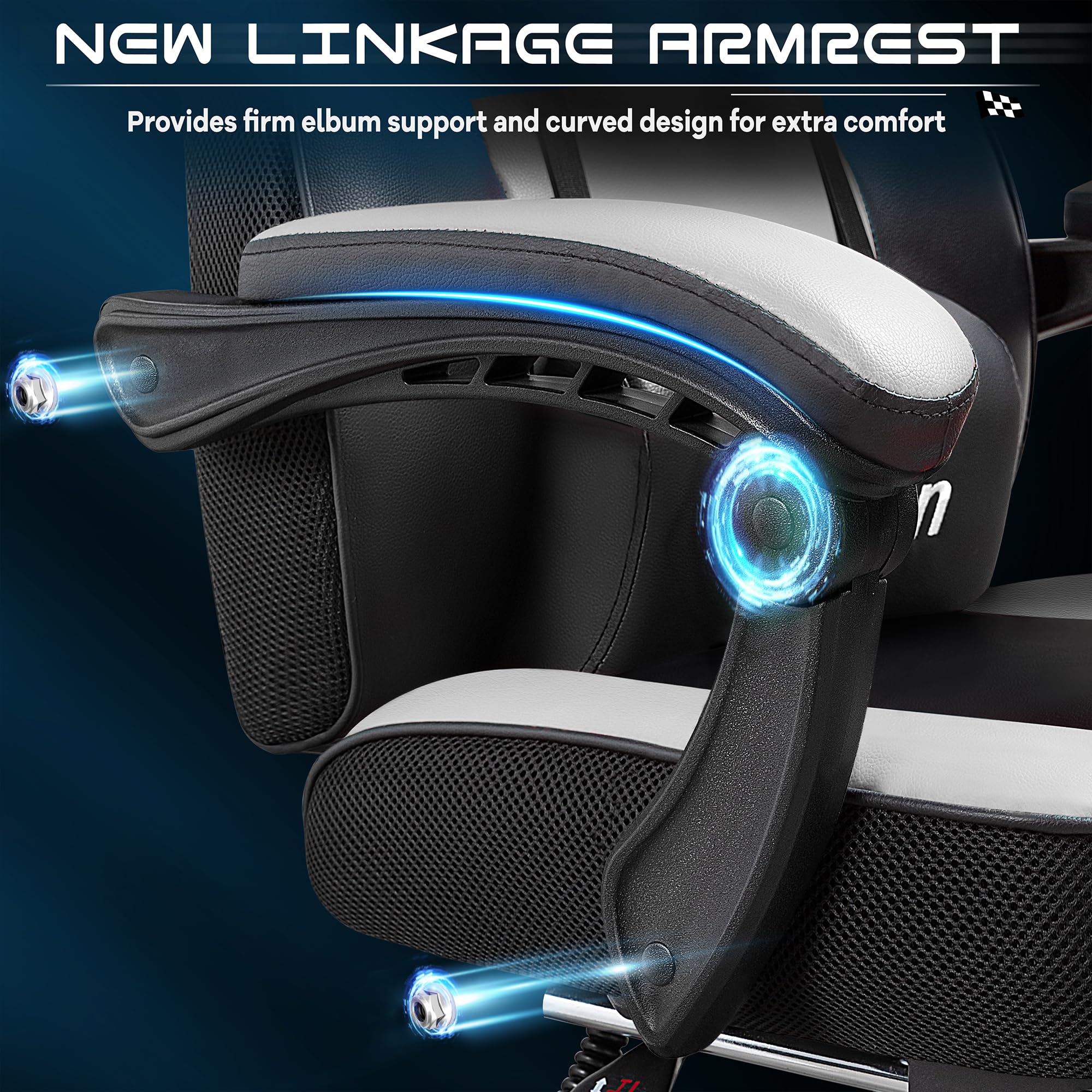 Gaming Chair for Adult, Computer Chair with Footrest Video Game Chair Big and Tall Gaming Chair with Massage Lumbar Support, Adjustable Height and 360° Swivel Seat(Grey)